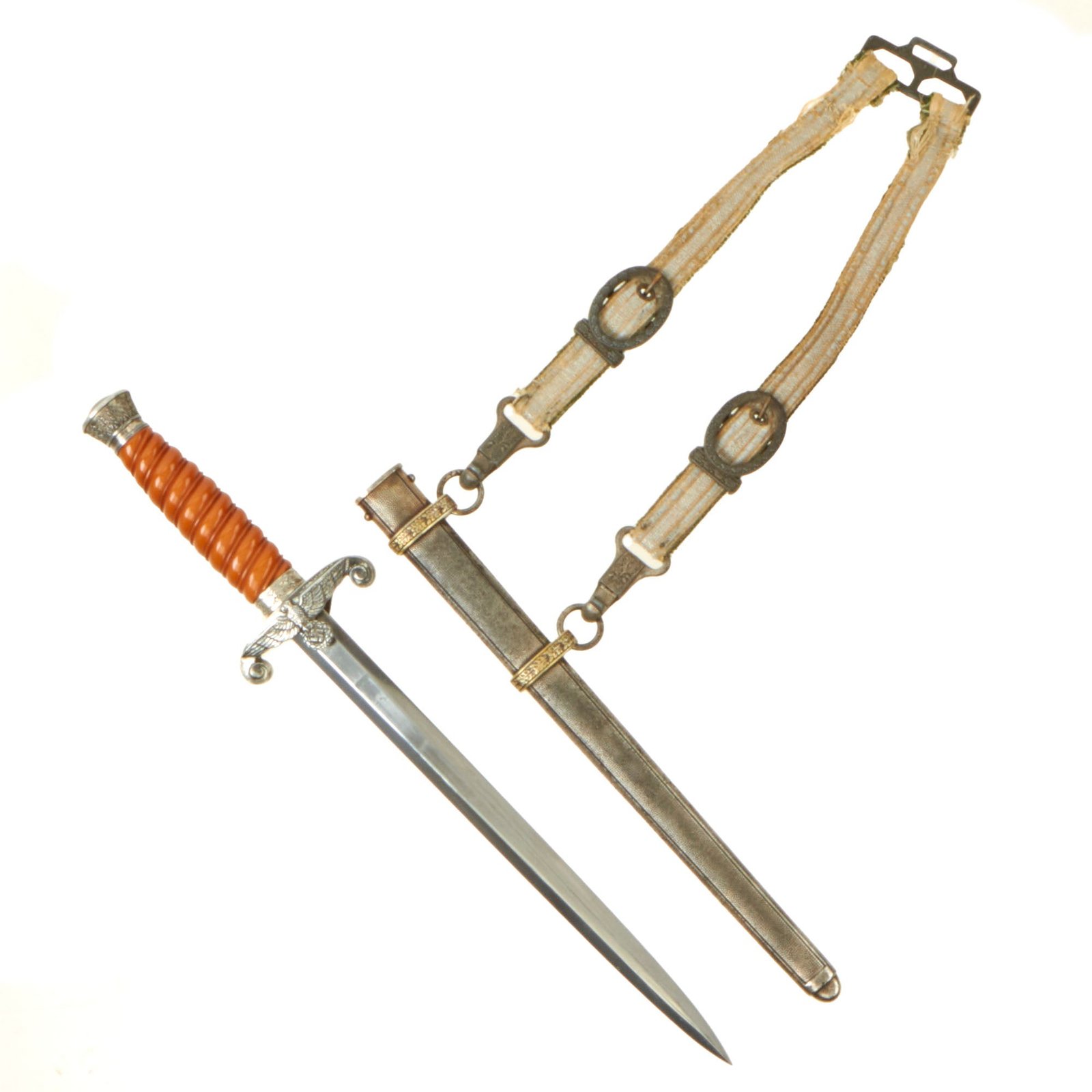 Buy Original German WWII Early Army Heer Officer Dagger by P.D. Lüneschloss of Solingen with Scabbard & Hanger | Original Firearms Antique For Sale