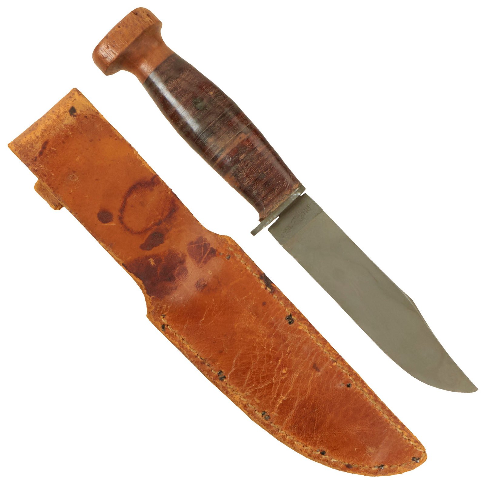 Buy Original U.S. WWII Navy USN Mark 1 PAL RH-35 Fighting Knife with U.S.N. Leather Scabbard | Original Firearms Antique For Sale