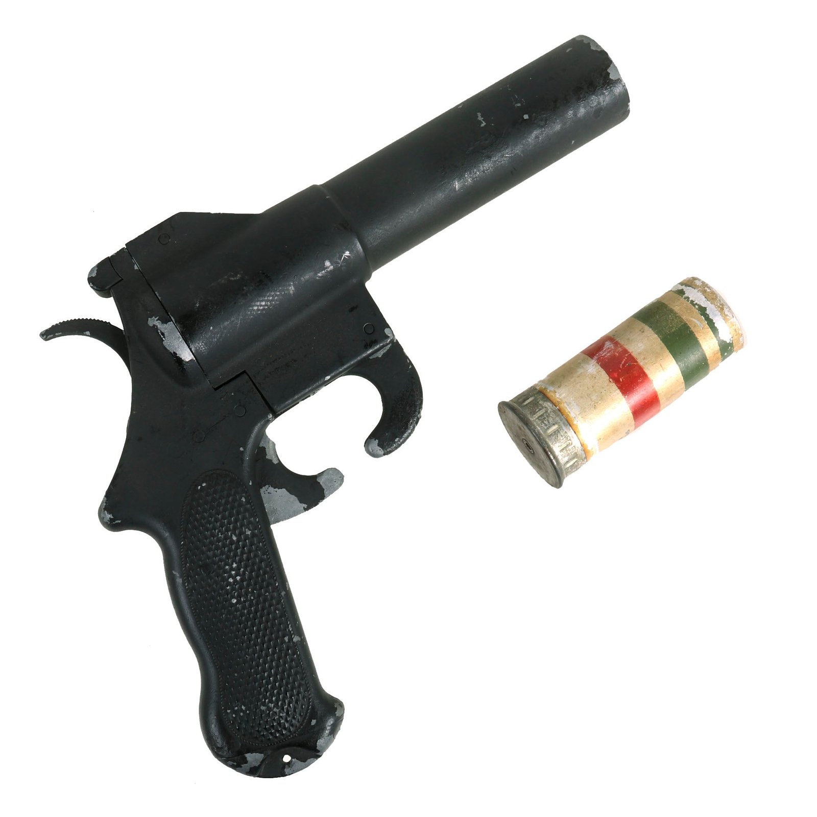 Buy Original U.S. WWII 37mm Zinc Flare Signal Pistol by Sklar of Los Angeles with Inert Spent Cartridge - dated 1944 | Original Firearms Antique For Sale