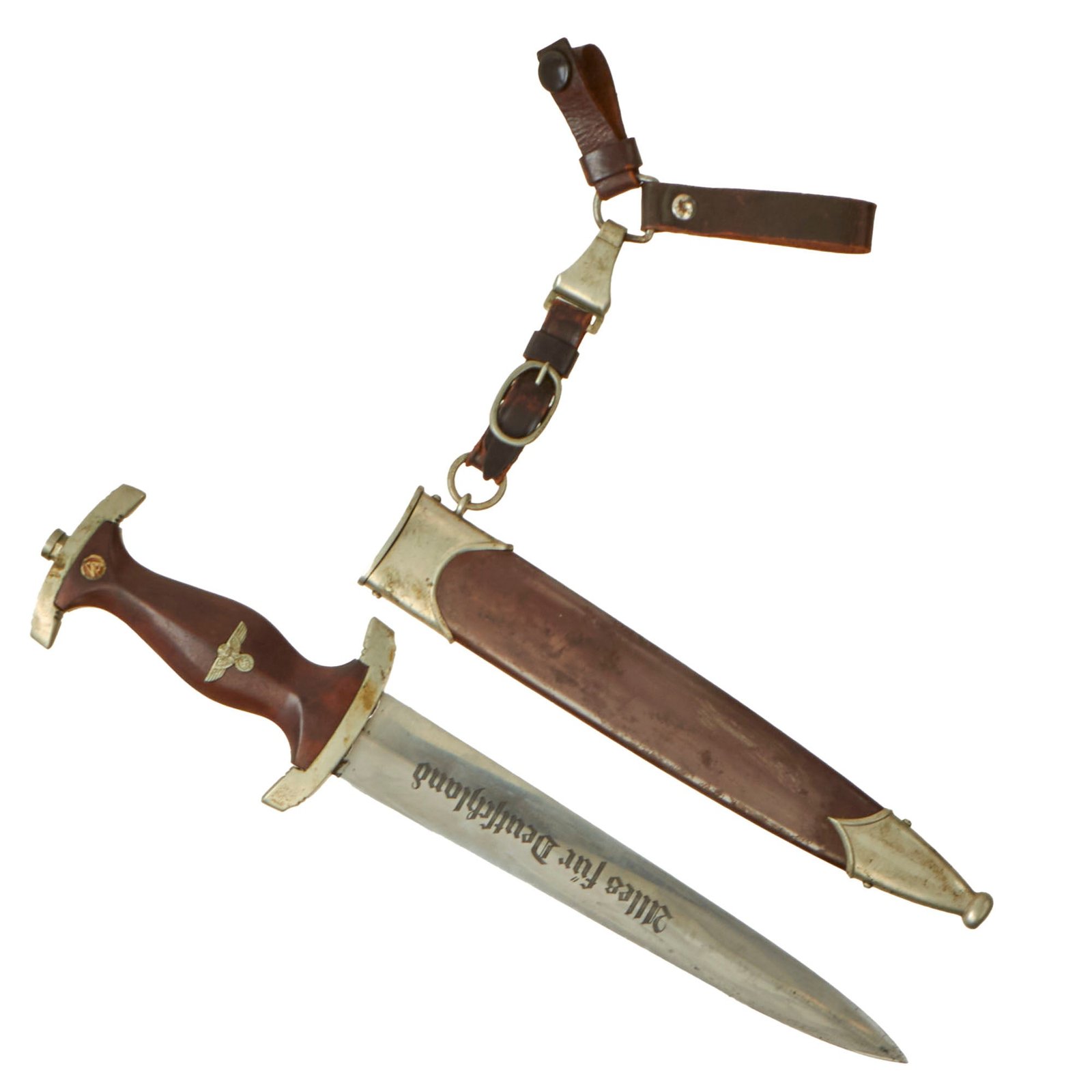 Buy Original German Early WWII SA Dagger by Rare Maker Gust. Häker of Solingen with Scabbard & 3-Piece Hanger - McSARR Rarity Rated 8 of 10 | Original Firearms Antique For Sale