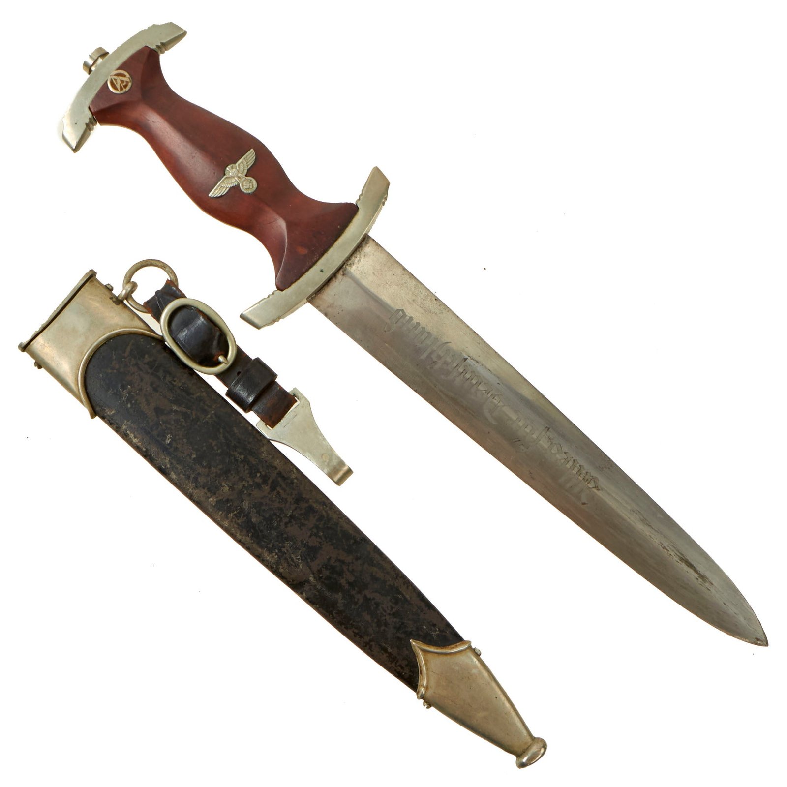 Buy Original German Early WWII NSKK Dagger by Rare Maker F. W. Backhaus with Re-Tipped Blade, Scabbard & Hanger - McSARR Rarity Rated 7 of 10 | Original Firearms Antique For Sale
