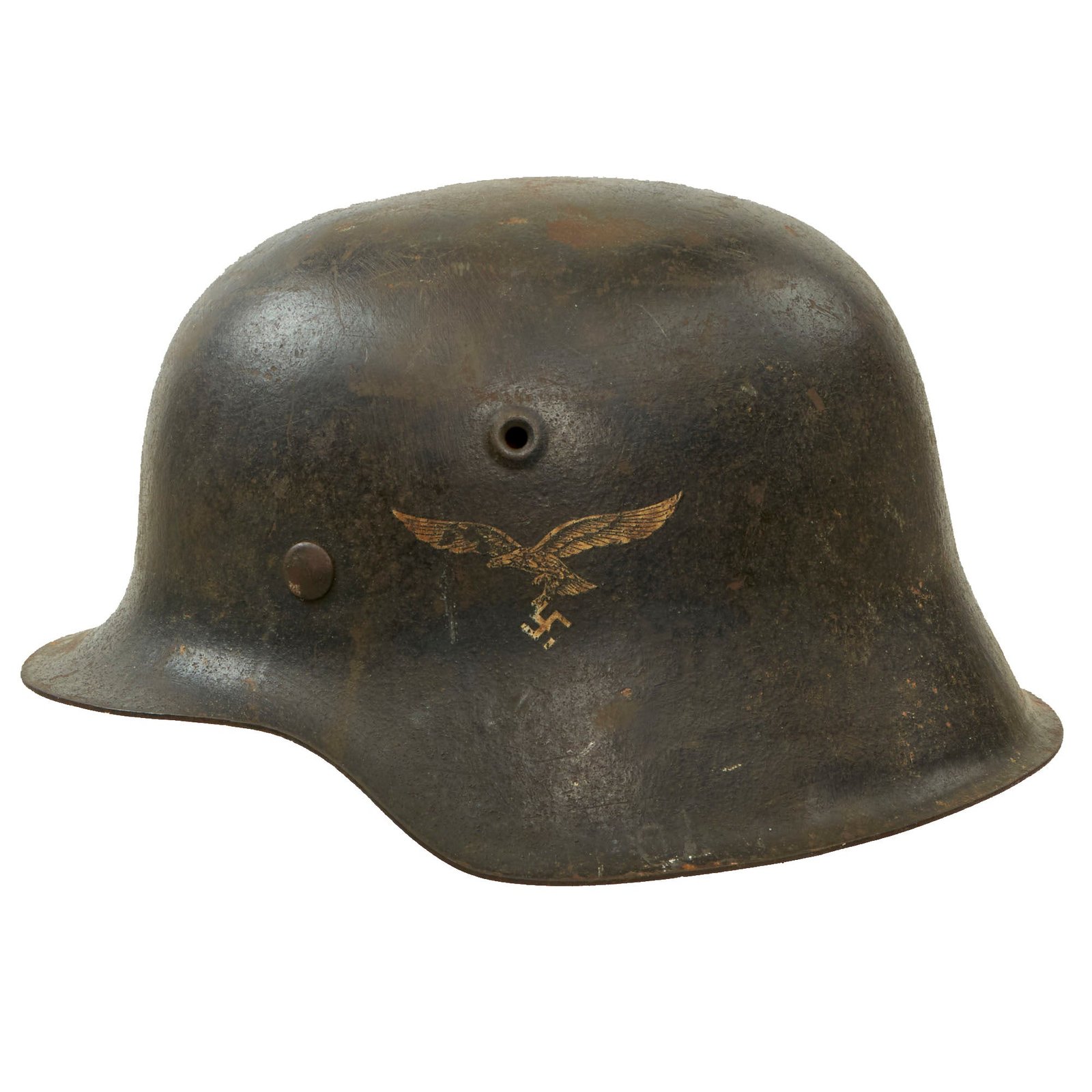 Buy Original German WWII Luftwaffe M42 Single Decal Helmet with 1940 Dated 56cm Liner - ET64 | Original Firearms Antique For Sale