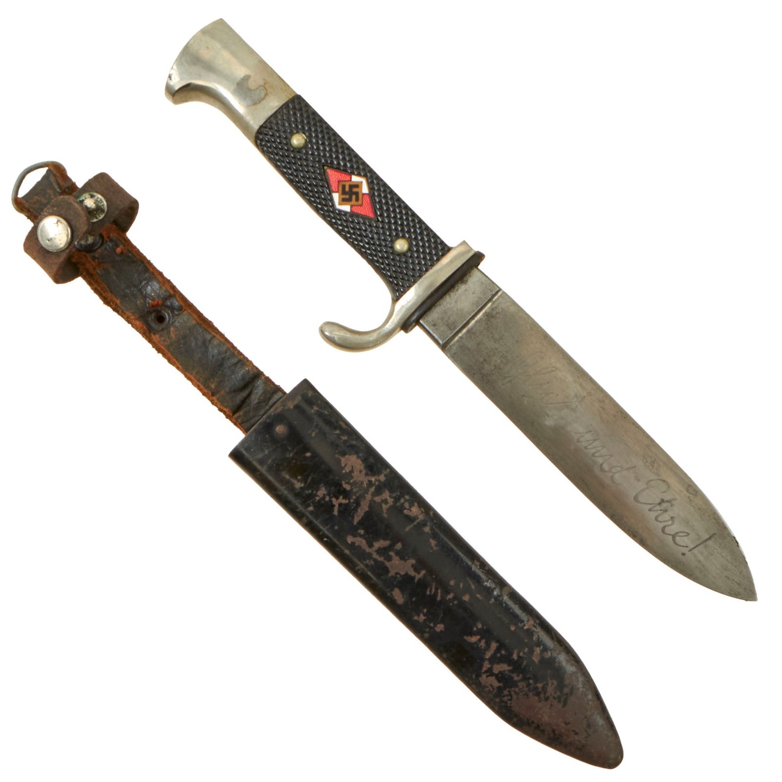 Buy Original German WWII 1937 Dated Transitional Motto Marked HJ Knife by J.A. Henckels with Scabbard - RZM M7/10 1937 | Original Firearms Antique For Sale