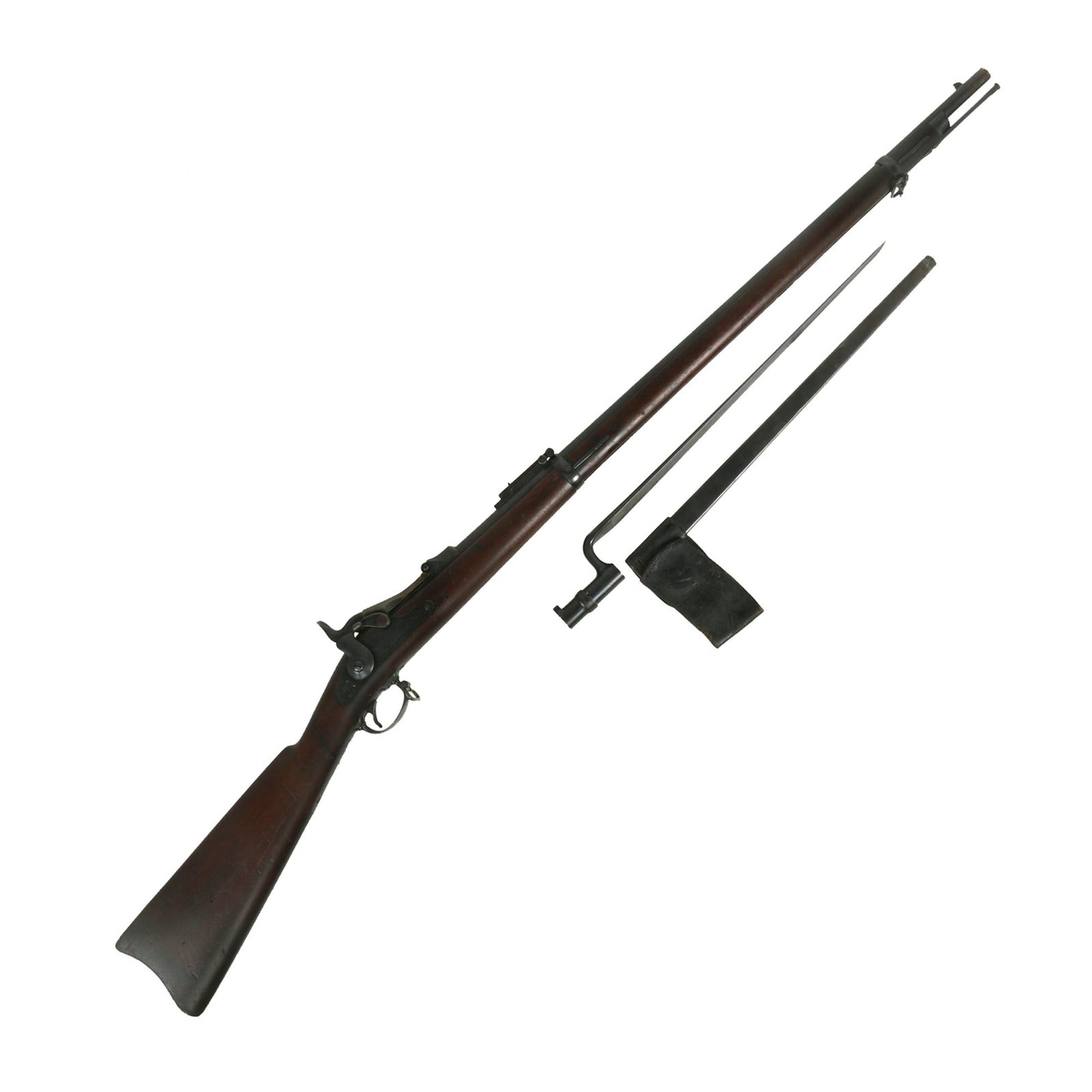 Buy Original U.S. Springfield Trapdoor Model 1884 Rifle made in 1888 with Standard Ram Rod, Bayonet & Scabbard - Serial 423318 | Original Firearms Antique For Sale