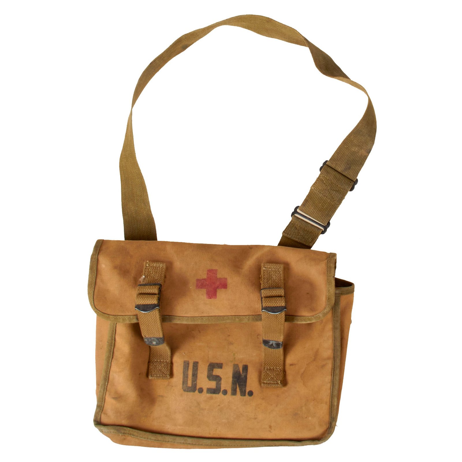 Original U.S. WWII U. S. Navy First Aid Medical Corpsman Medical Kit Shoulder Bag - No Contents