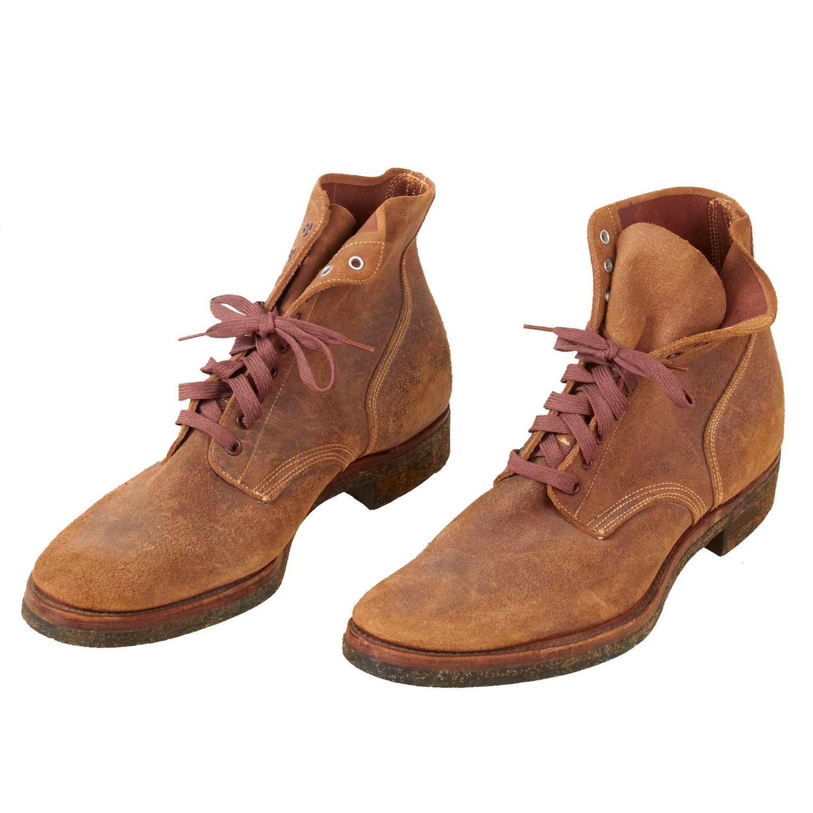 Original U.S. WWII Pair of Marine Corps Unissued USMC Boondocker Boots by Endicott Johson Corp. - Very Large Size 12D - 1945 Dated