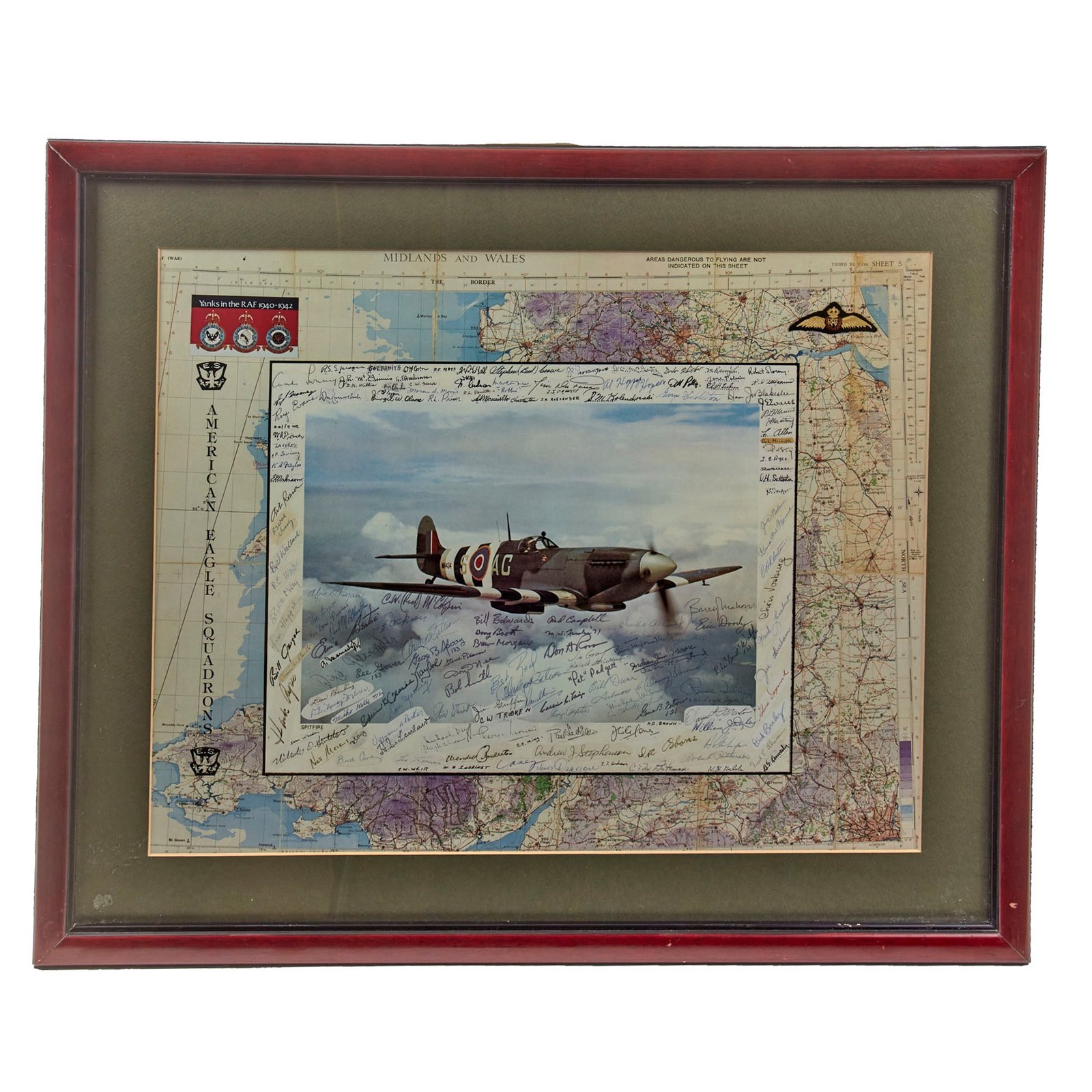 Original Framed American Eagle Squadron Yanks in the RAF 1940-1942 Print - 21 ½ x 25 ½”