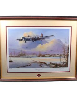 Original Signed Limited Edition Print: Framed “Molesworth in Sight” by Keith Hill with Fragment of Aircraft - 21/100 - 26¾ x 33¾”