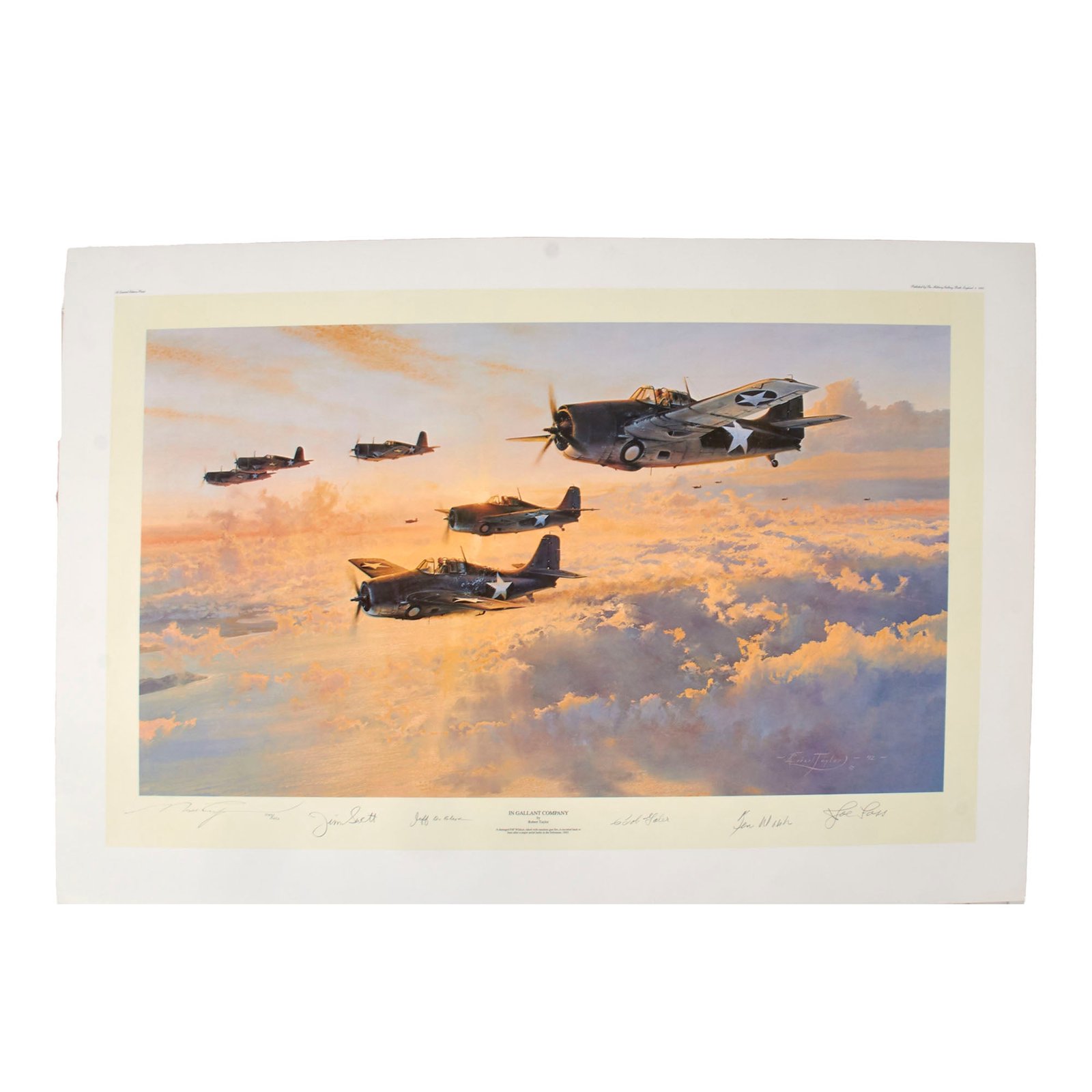 Original Signed Limited Edition Print: “In Gallant Company” by Robert Taylor Signed by Five Medal of Honor Recipients of the Pacific Theater - 1143/1250 - 25 x 36 ¼”