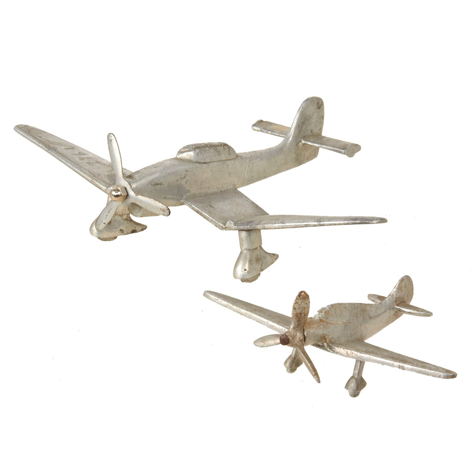 Original U.S. WWII Sicily 1944 Junkers Ju 87 Stuka & Other Plane Trench Art - Possibly Constructed From Downed Aircraft Aluminum - 2 Items