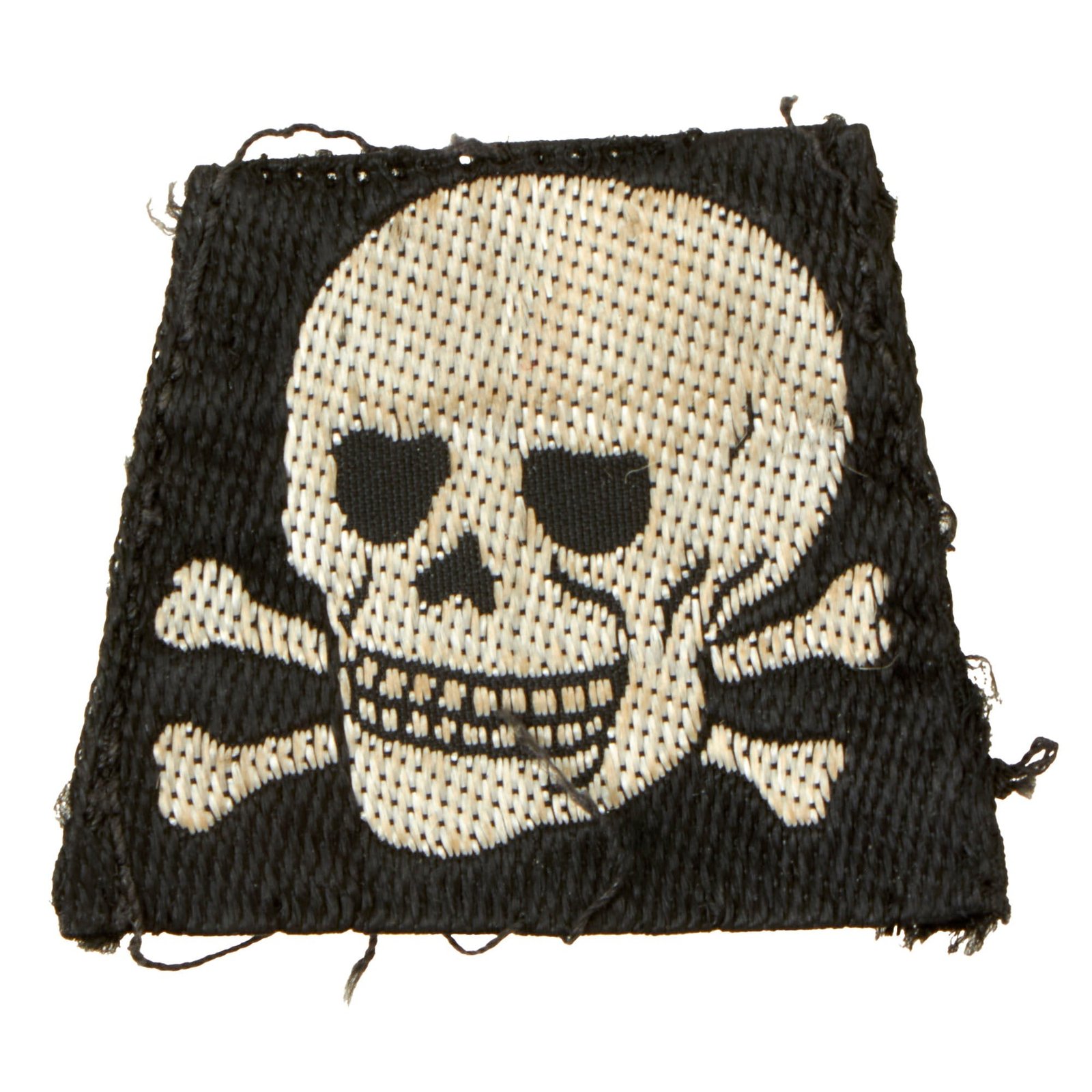 Buy Original German WWII SS Bevo Style Embroidered Totenkopf Skull Insignia - Removed from Cap | Original Firearms Antique For Sale