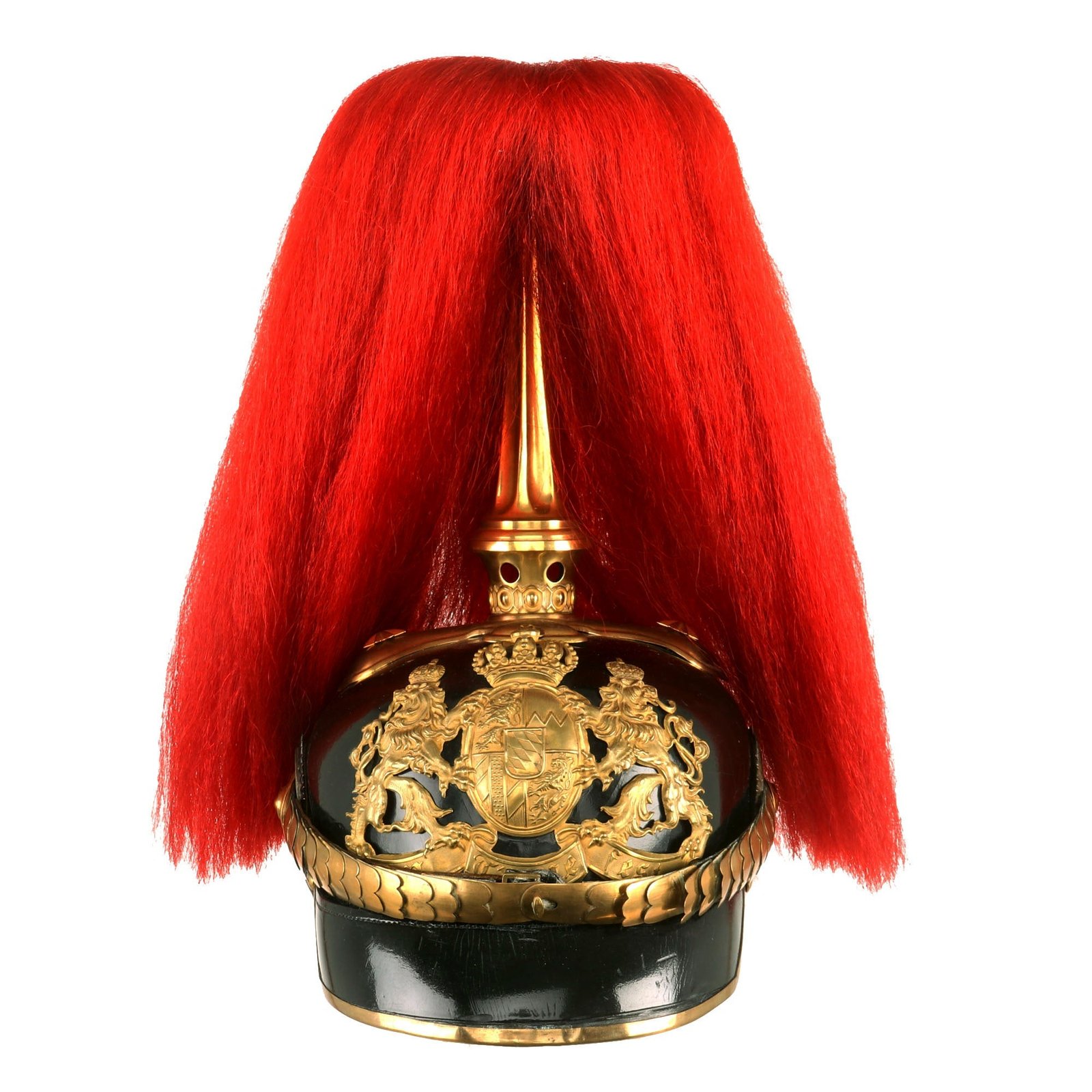 Buy Original German WWI Bavarian M1886 Artillery Officer Pickelhaube Helmet with Tall Spike and Red Plume - As Used By The 8th Royal Bavarian Field Artillery "Prince Heinrich of Prussia" | Original Firearms Antique For Sale