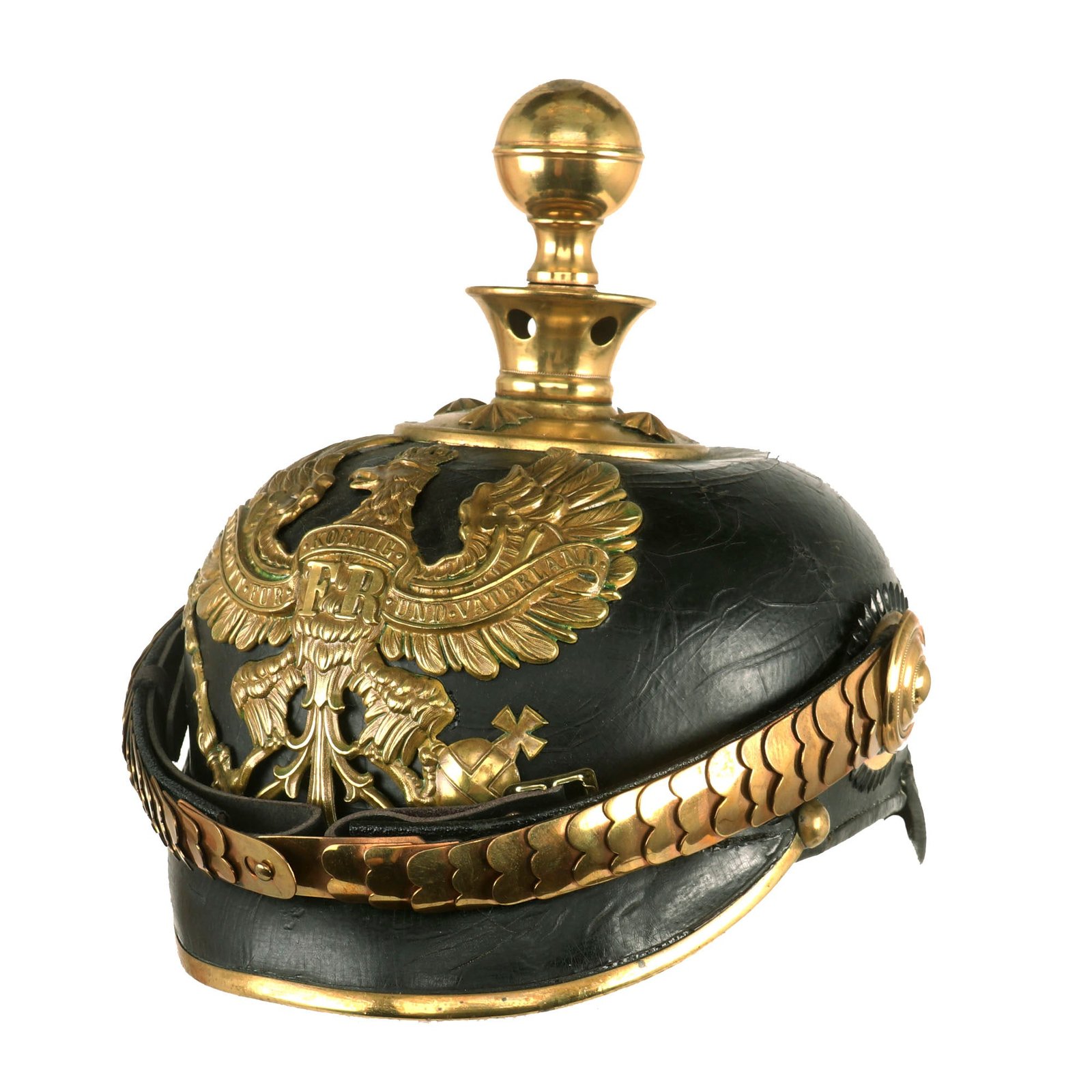 Buy Original Imperial German WWI Prussian Artillery Officer Model 1895 Pickelhaube Helmet - Kugelhelm | Original Firearms Antique For Sale