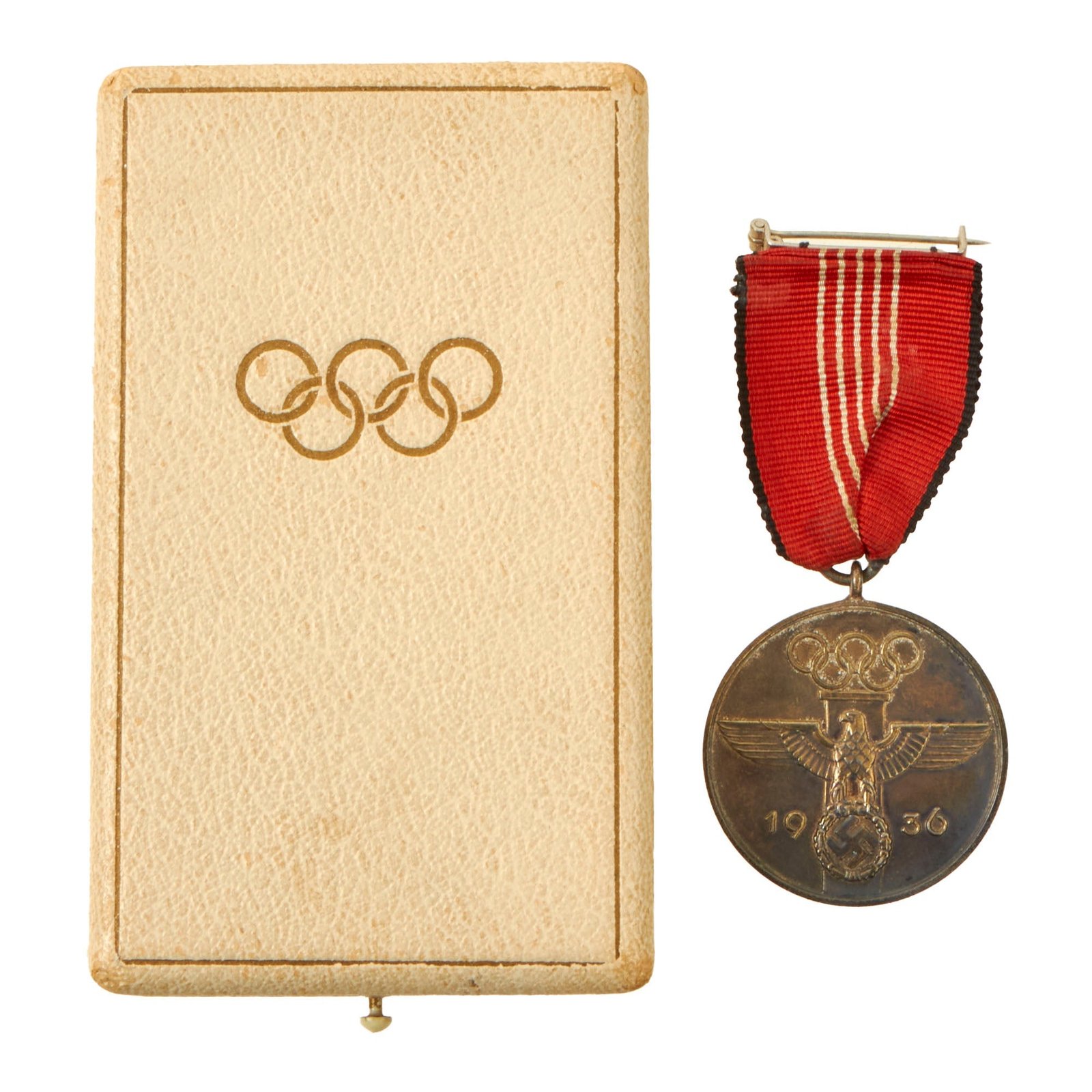 Buy Original German WWII 1936 Berlin Summer Olympic Games Medal with Ribbon in Presentation Case | Original Firearms Antique For Sale
