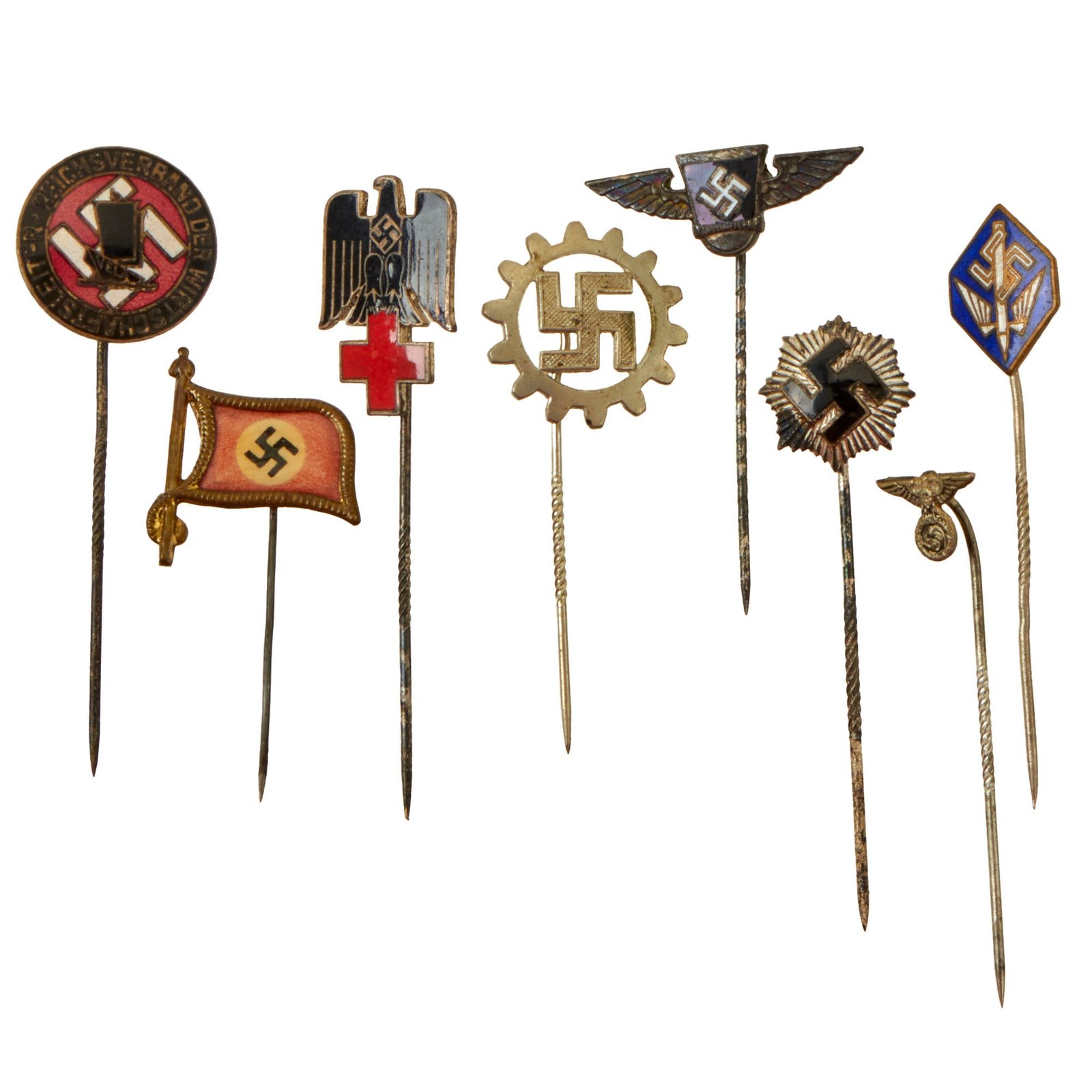 Buy Original German WWII USGI Bring Back Organization and Donation Stickpin Grouping - 8 Items | Original Firearms Antique For Sale