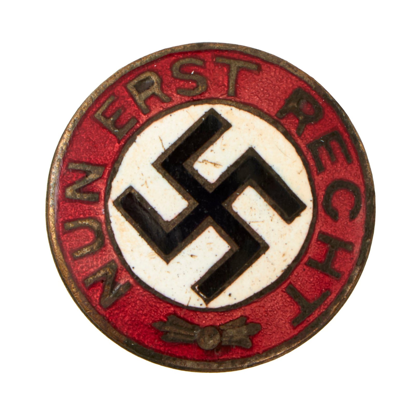 Buy Original German WWII NSDAP "Now More Than Ever" Enamel Badge Pin - NUN ERST RECHT | Original Firearms Antique For Sale