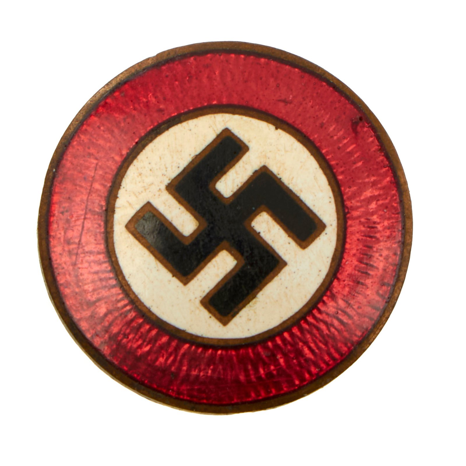 Original German WWII NSDAP Party Enamel 19mm Membership Badge - Textless Version