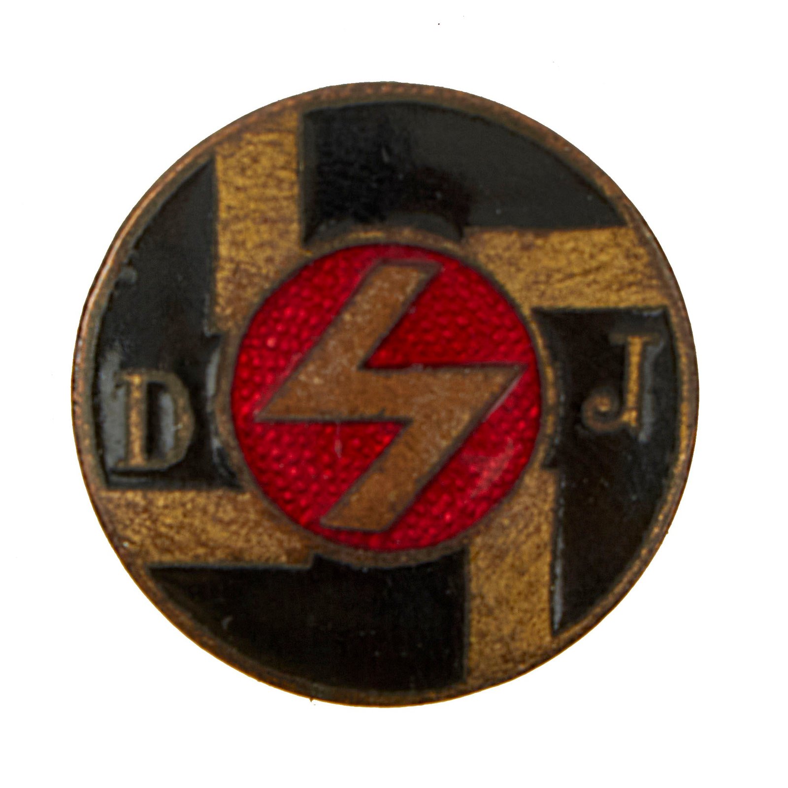 Buy Original German WWII Early Deutsches Jungvolk DJ Enamel Membership Badge Pin - Ges. Gesch. Marked | Original Firearms Antique For Sale