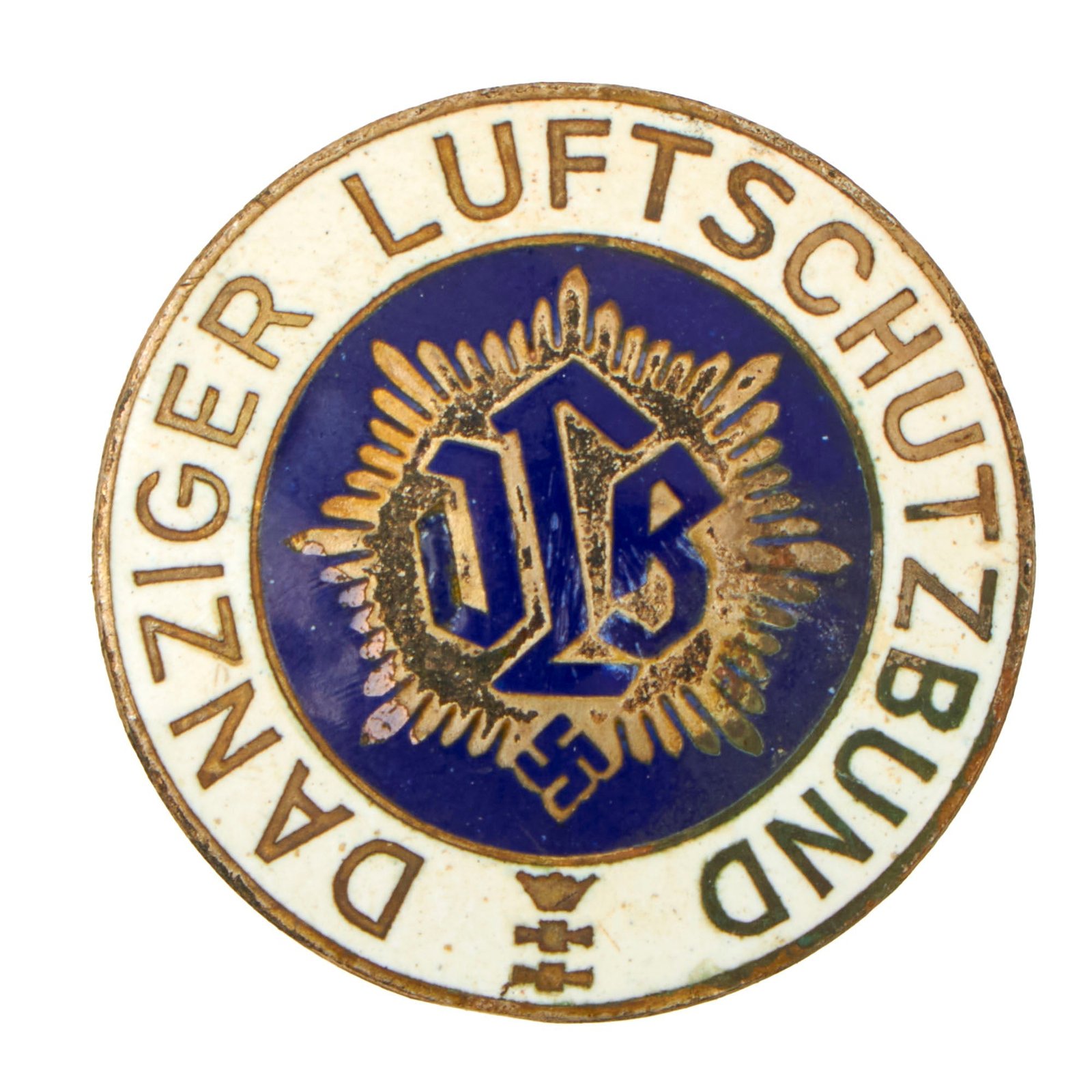 Buy Original German WWII RLB Danziger Luftschutzbund Enamel Membership Pin | Original Firearms Antique For Sale