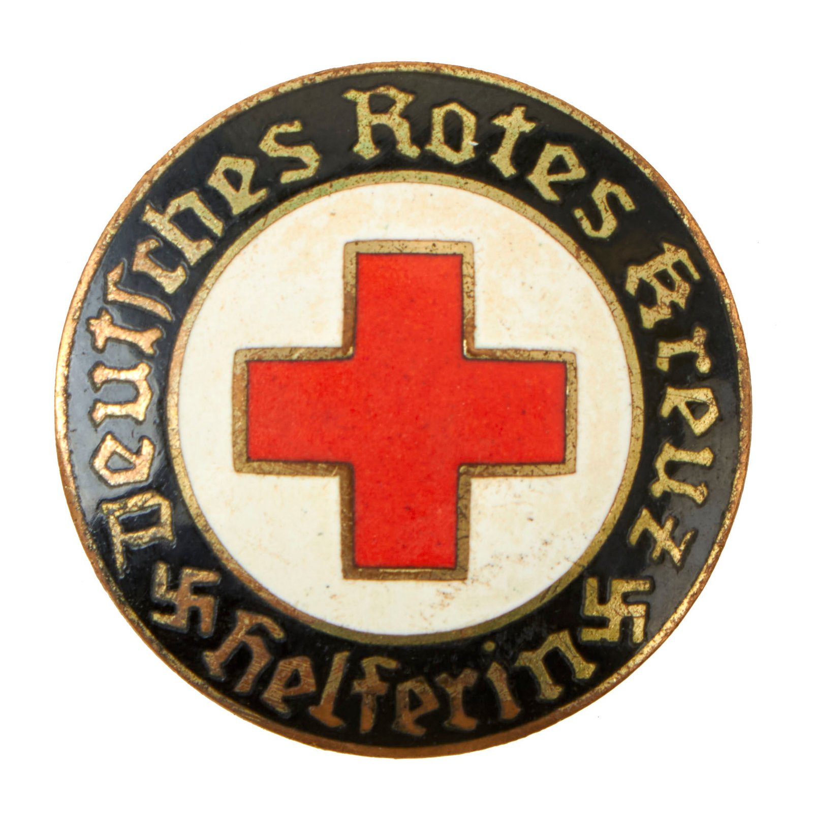 Buy Original German WWII Early Red Cross DRK Helper Pin by Ernst L. Müller - Deutsches Rotes Kreuz Helferin | Original Firearms Antique For Sale