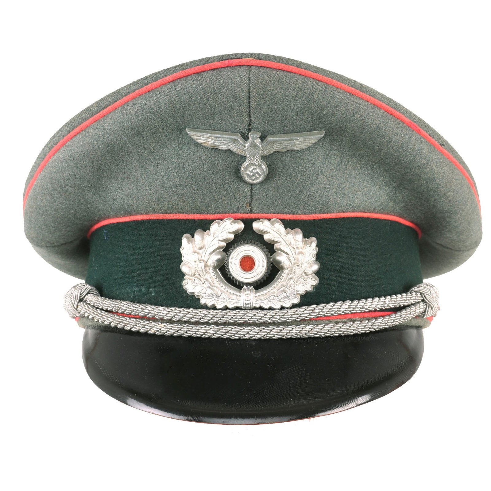 Buy Original German WWII Heer Panzer Armored Corps Officers Schirmmütze Visor Crush Cap with Metal Insignia | Original Firearms Antique For Sale