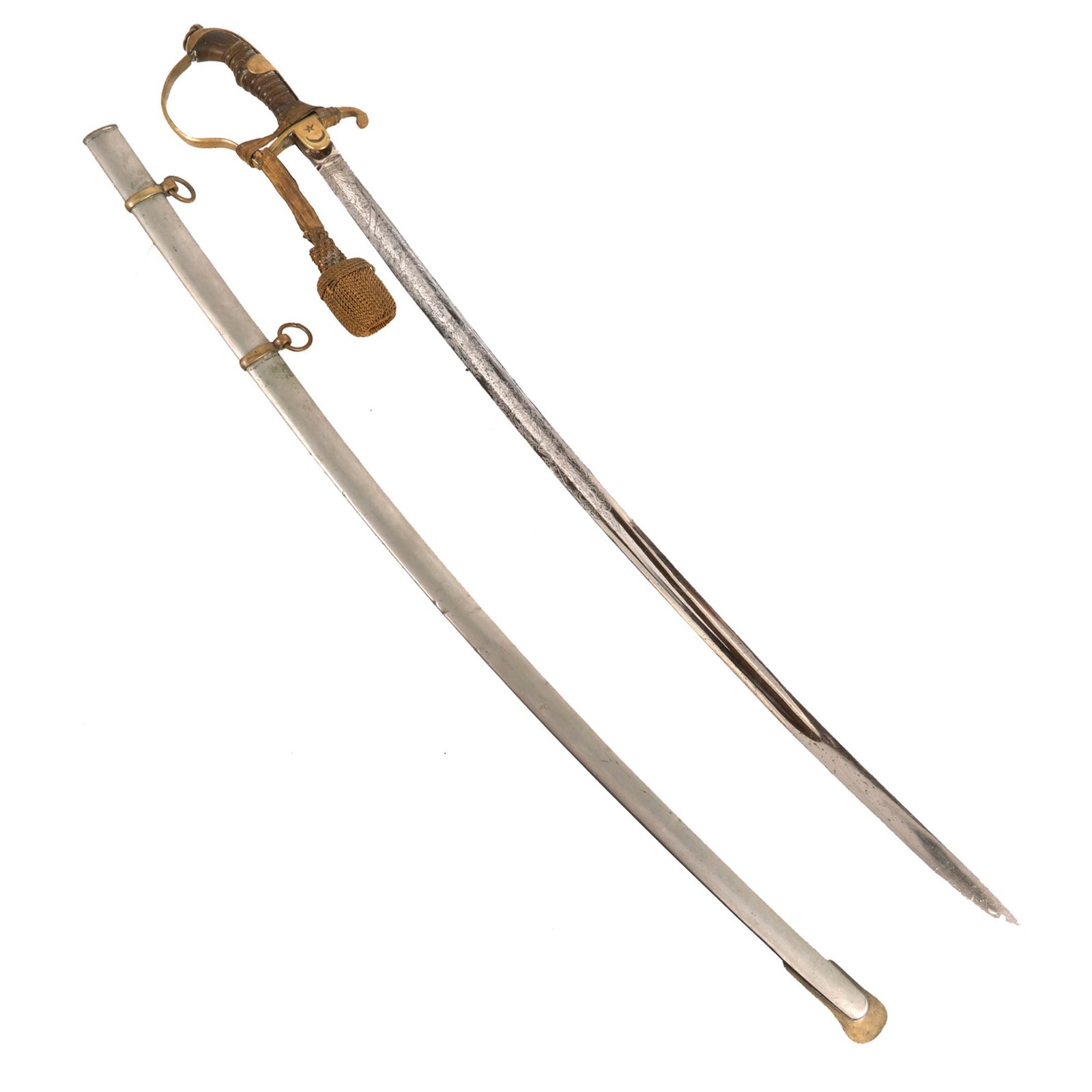 Buy Original Ottoman Empire WWI Triple Etched Turkish Officers German Fusilier Pattern Sword with Scabbard & Sword Knot | Original Firearms Antique For Sale
