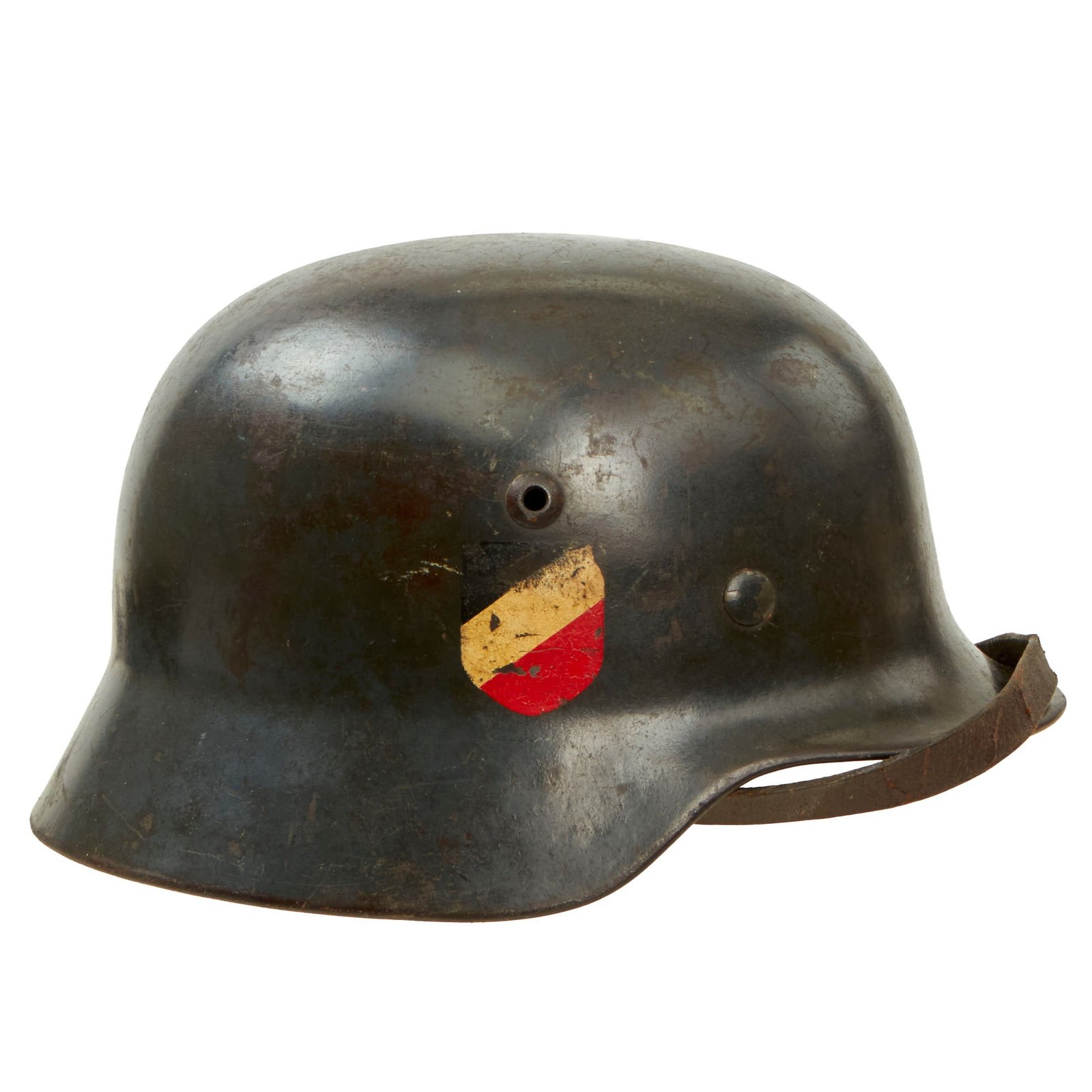 Buy Original German WWII Luftwaffe M35 Double "Droop Tail" Decal Steel Helmet with 1939 Dated Liner & Chinstrap - marked SE64 | Original Firearms Antique For Sale