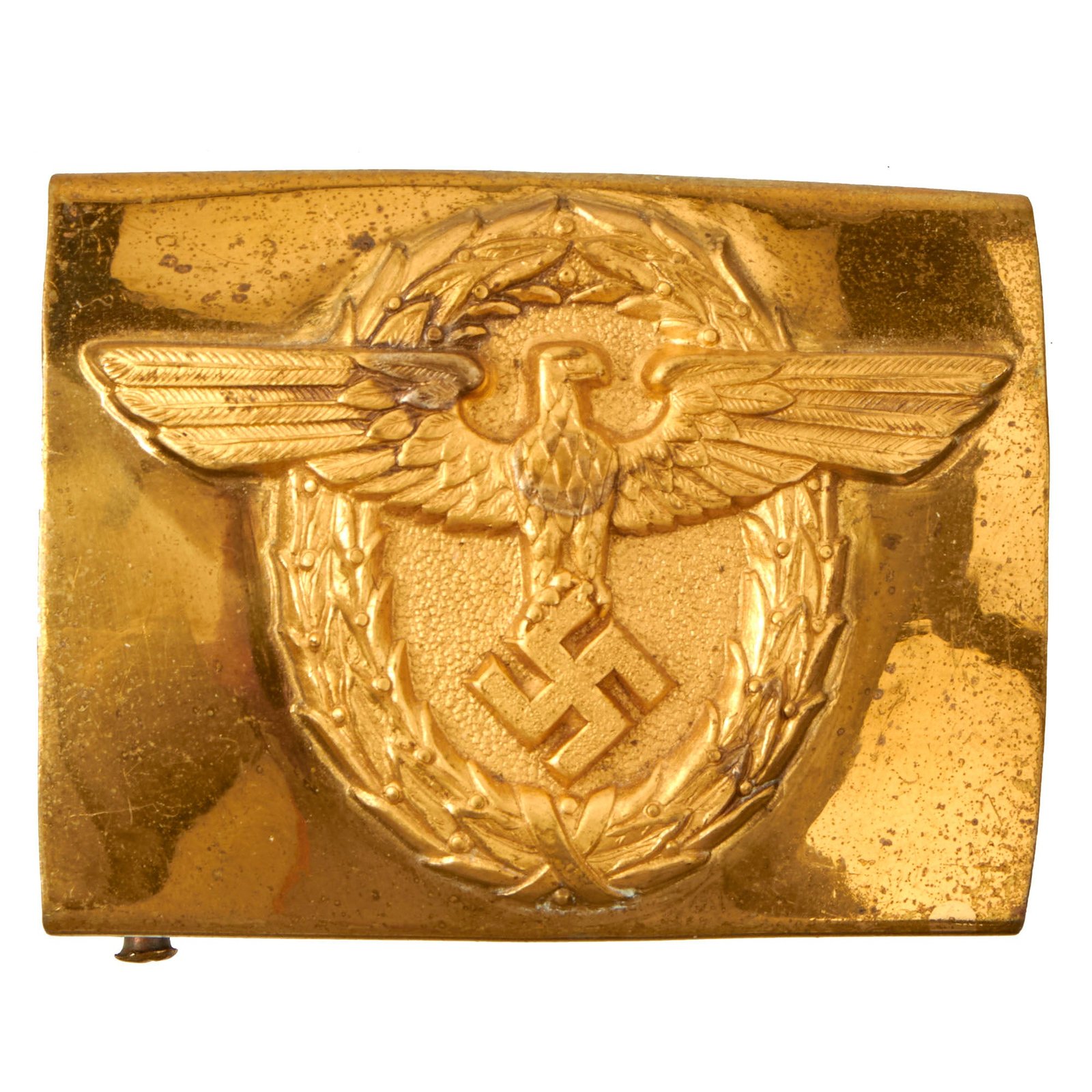 Buy Original Rare German WWII Early Gold Landpolizei Rural Police EM/NCO Belt Buckle by F. W. Assmann & Söhne | Original Firearms Antique For Sale