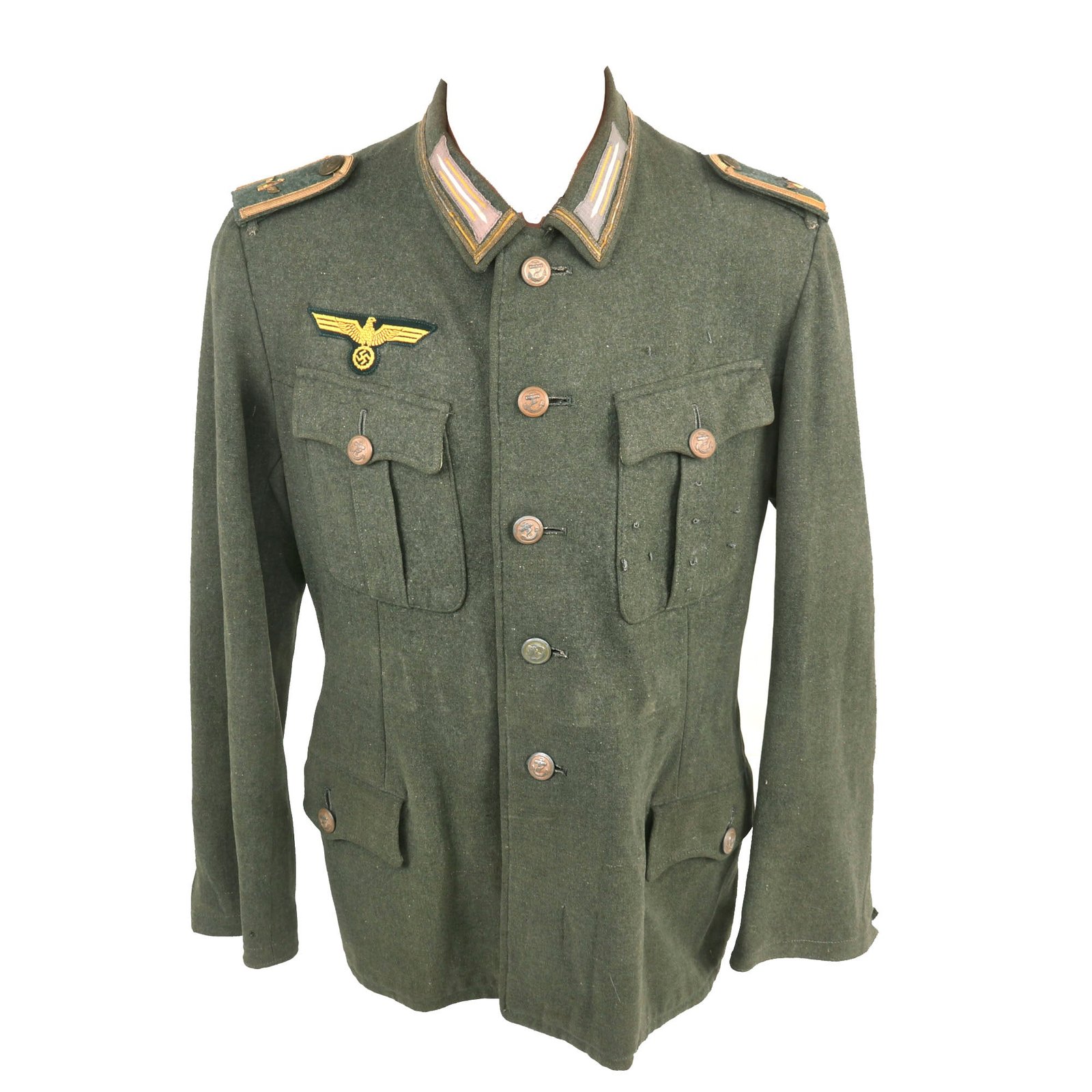 Buy Original German WWII Kriegsmarine Coastal Artillery MarineArtillerieMaat NCO Uniform Tunic with Faded Markings | Original Firearms Antique For Sale