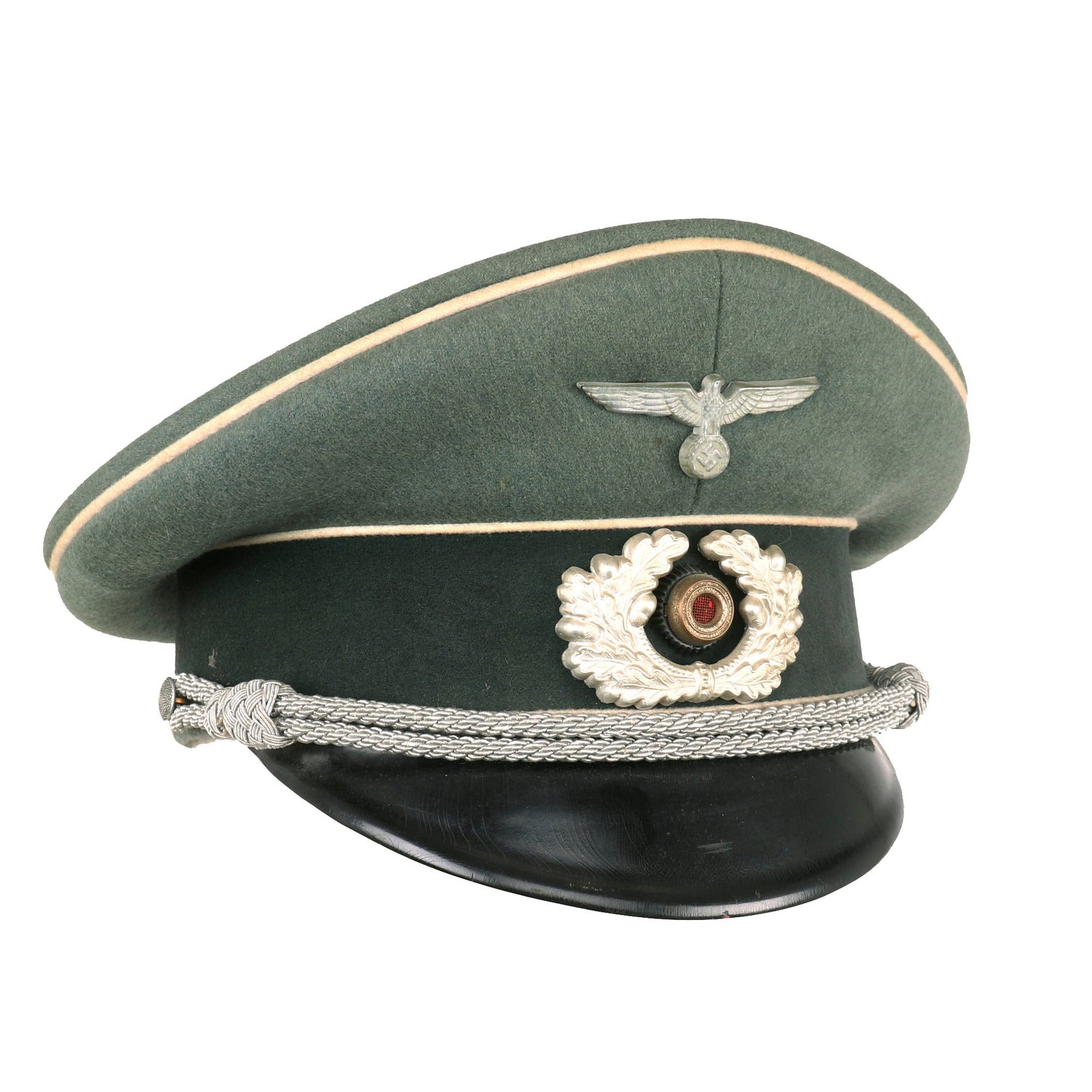 Buy Original German WWII Heer Army Infantry Officer Schirmmütze Visor Cap by EREL Extra - Double Marked | Original Firearms Antique For Sale