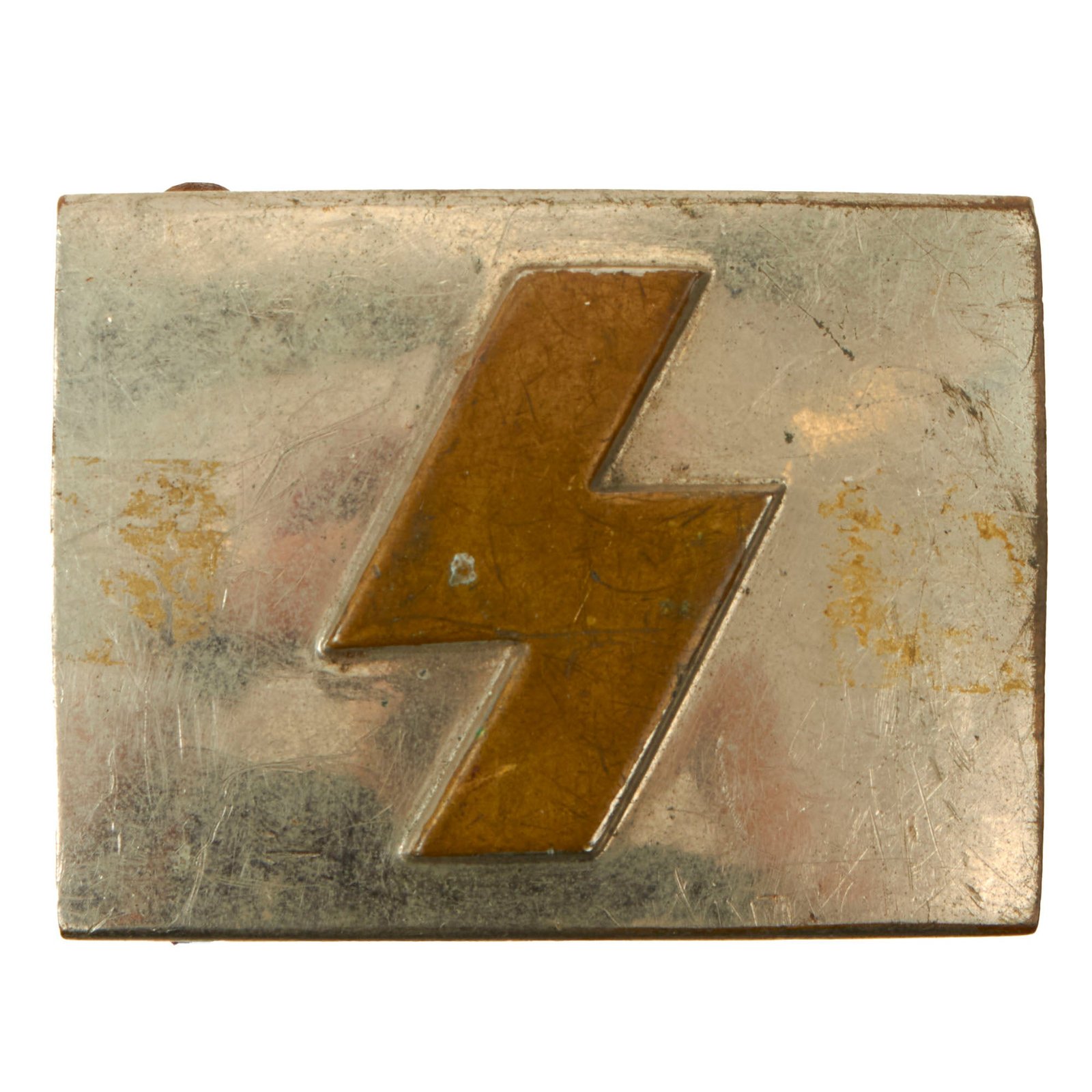 Buy Original German WWII Early HJ Deutsches Jungvolk DJ Single Rune Plated Brass Buckle by Overhoff & Cie - RZM M4/27 | Original Firearms Antique For Sale