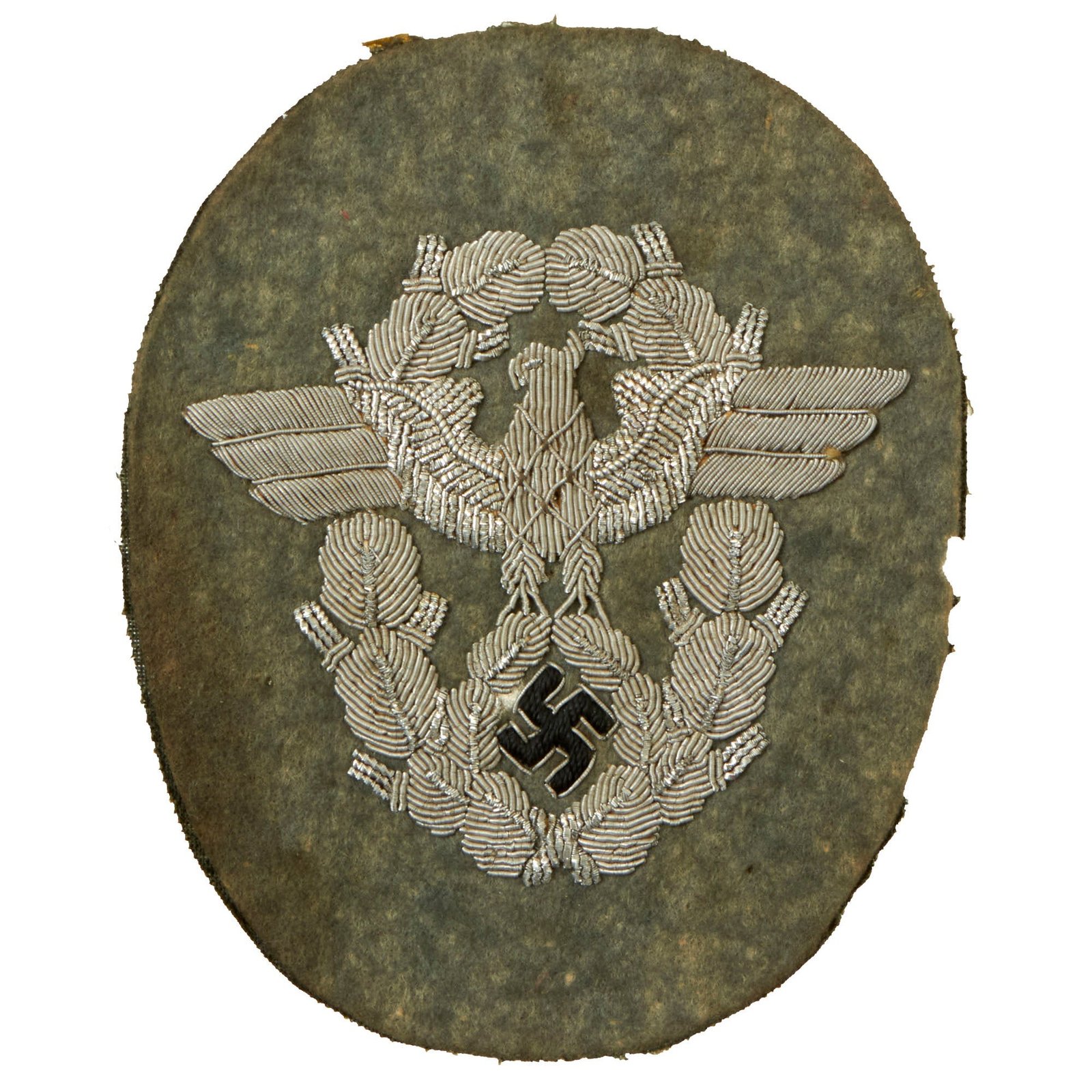 Buy Original German WWII Ordnungspolizei Police Left Sleeve Officer's Bullion Eagle Insignia | Original Firearms Antique For Sale