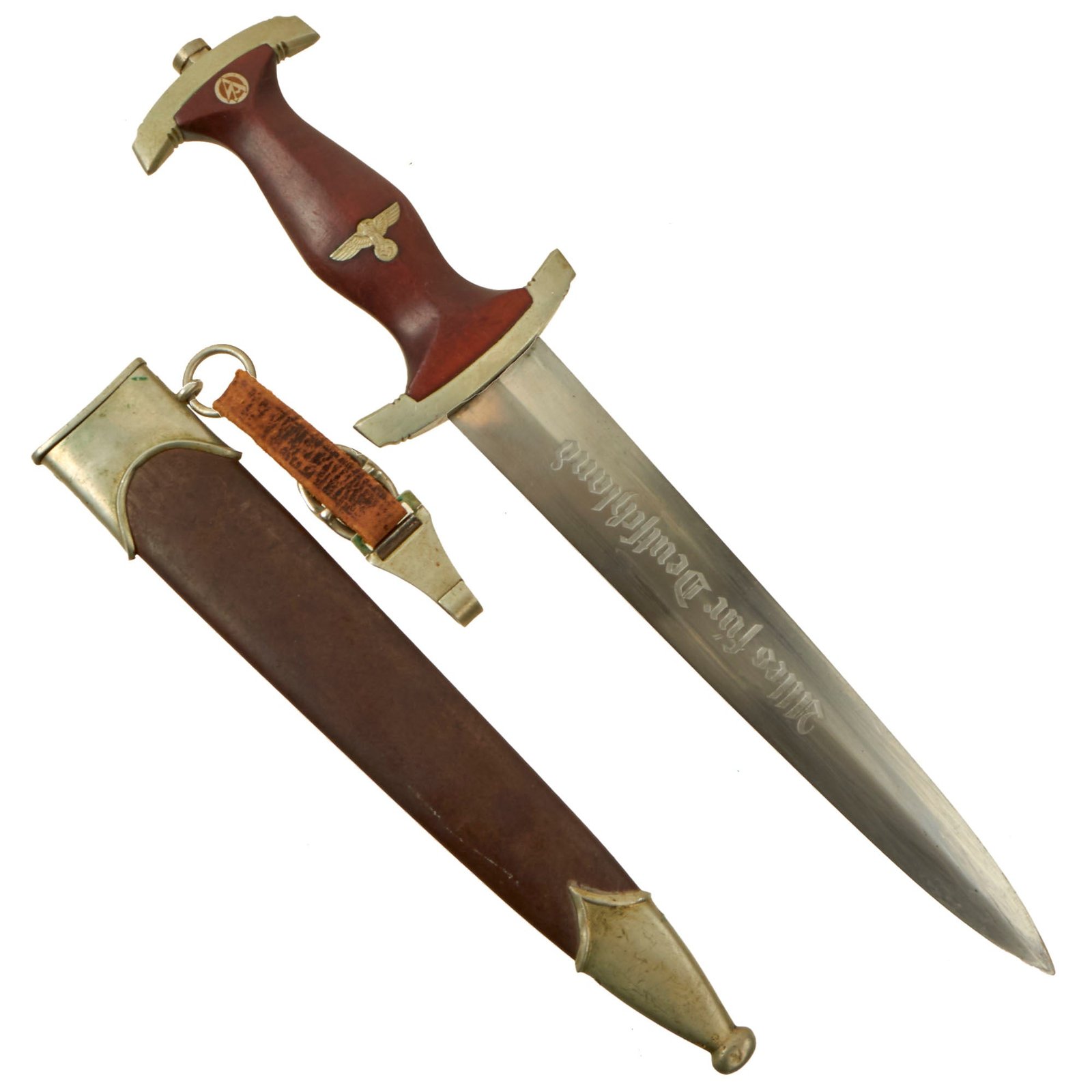 Buy Original German Early WWII SA Dagger by Rare Maker Kuno Ritter of Solingen with Scabbard and Hanger | Original Firearms Antique For Sale