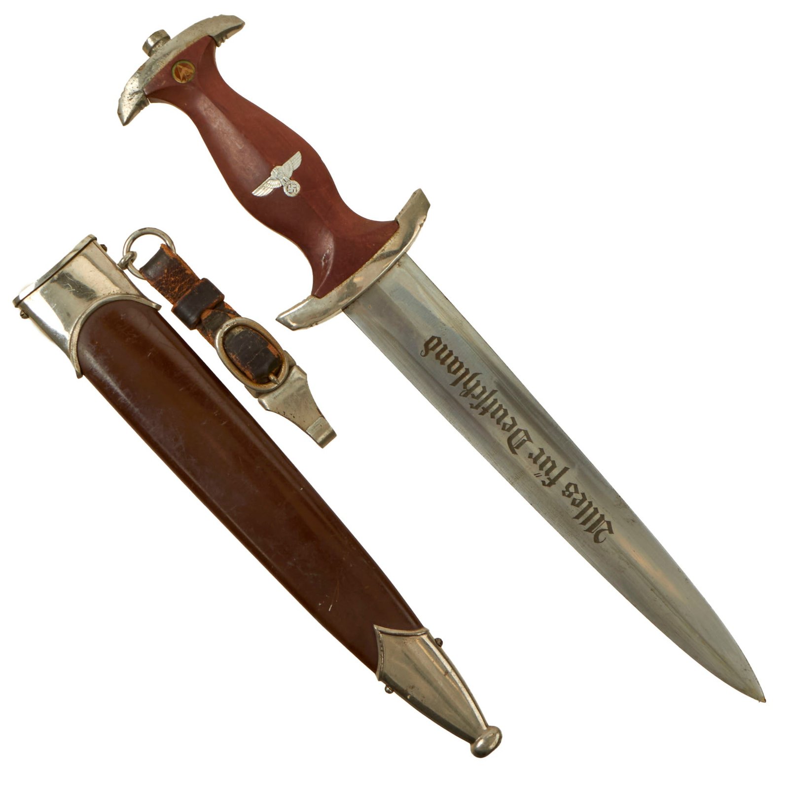Buy Original German WWII SA Dagger by Rare Maker Robert Müller & Sohn with Scabbard and Hanger - RZM M7/32 | Original Firearms Antique For Sale