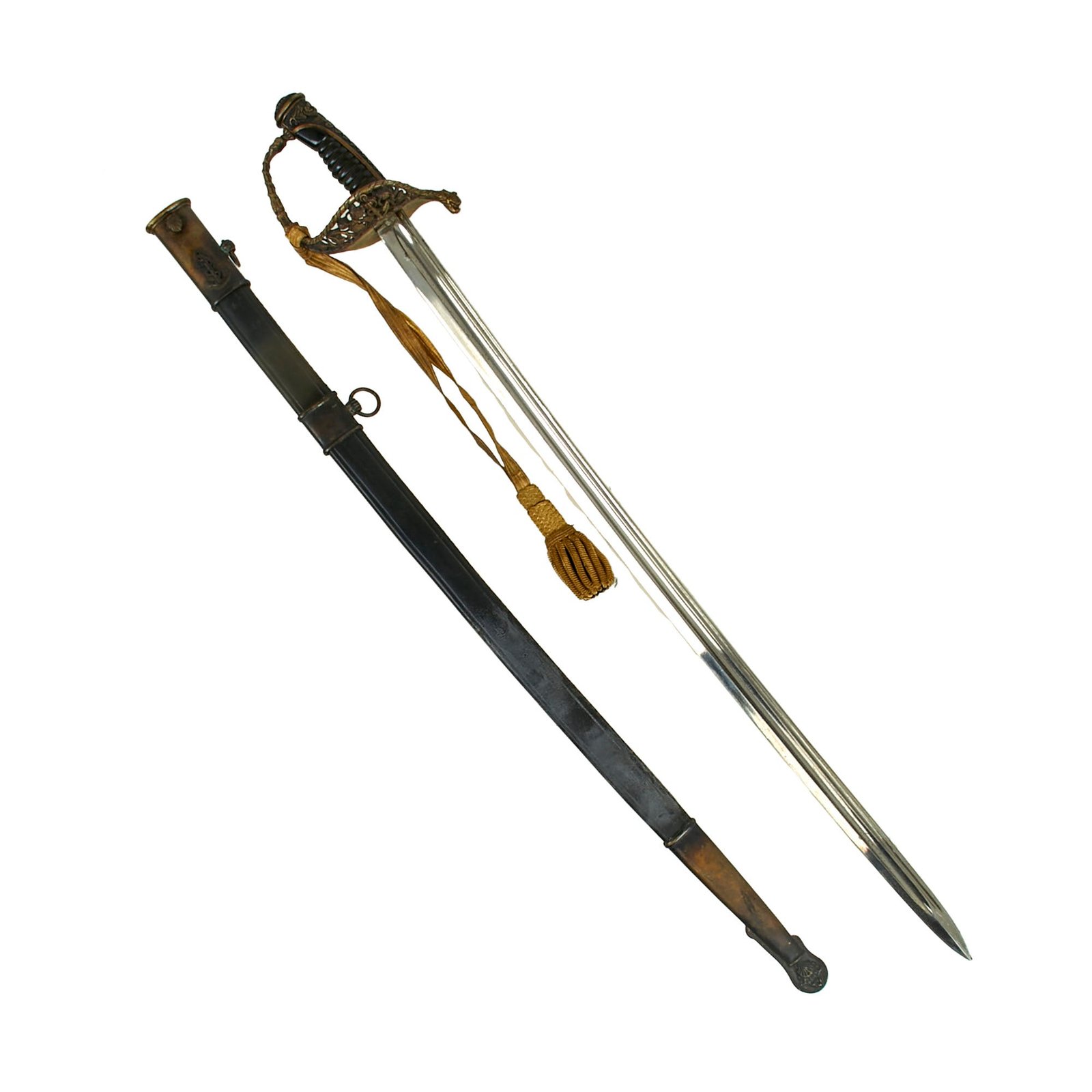 Buy Original French July Monarchy Era Model 1837 Naval Officer’s Sword with Scabbard & Sword Knot by Coulaux & Cie Klingenthal | Original Firearms Antique For Sale