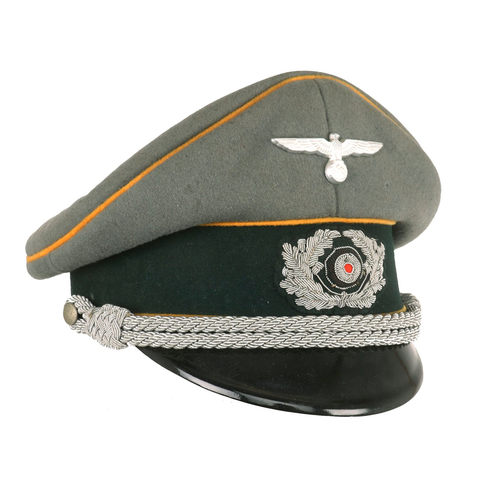 Buy Original German WWII Named Heer Cavalry Officers Schirmmütze Visor Crush Cap by Karl Schrempf of Pforzheim | Original Firearms Antique For Sale