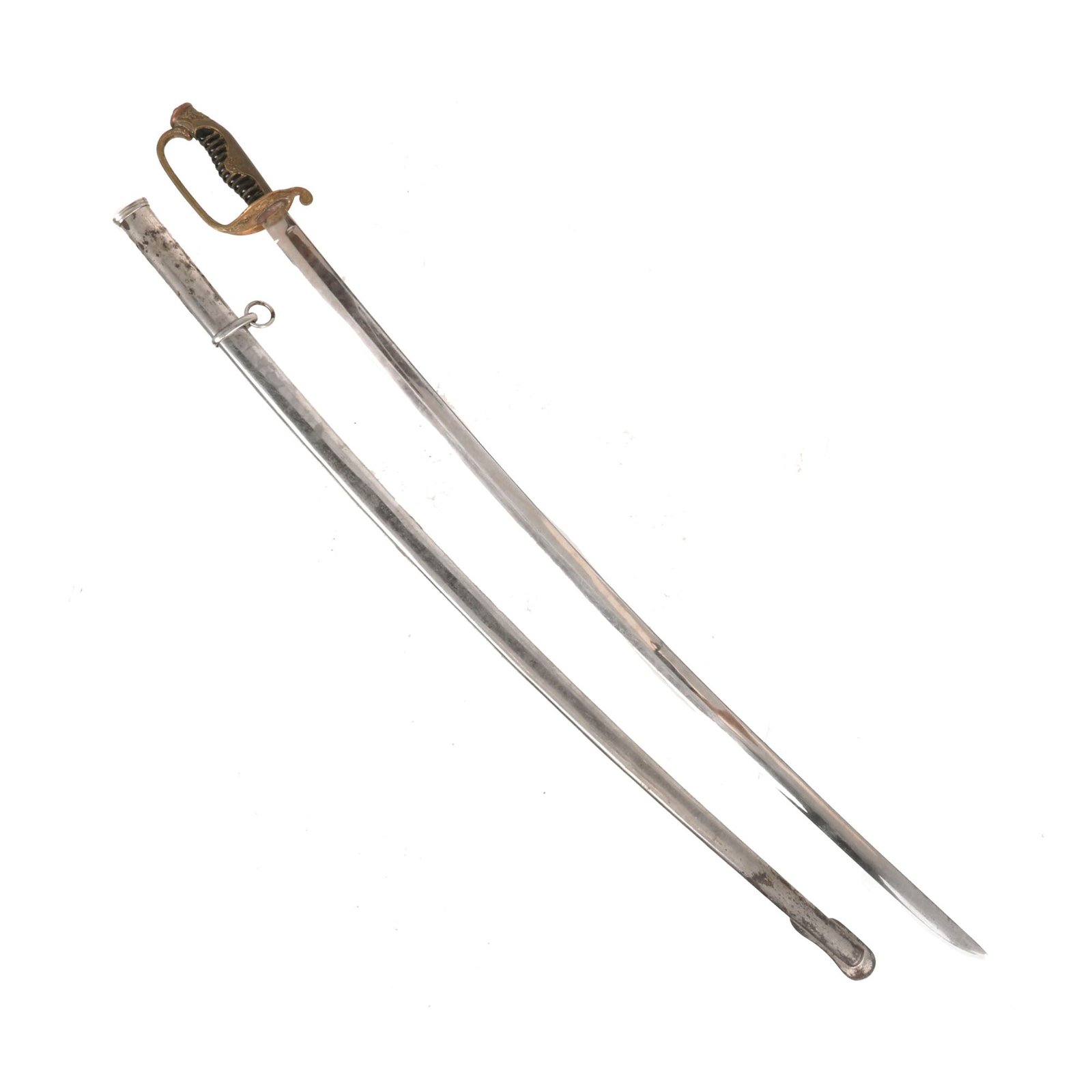 Buy Original Imperial Japanese WWII Army Type 19 Kyu-Gunto Nickel-Plated Parade Officer’s Sword with Scabbard | Original Firearms Antique For Sale