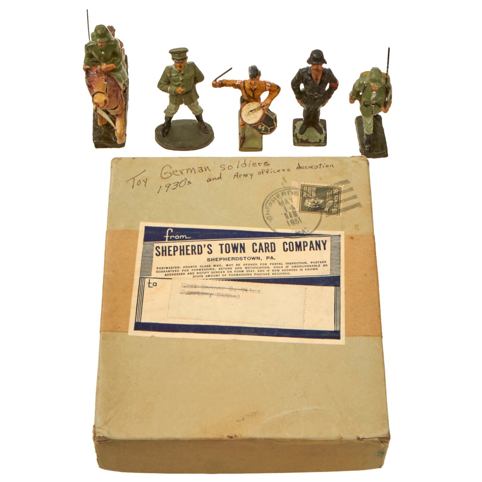 Buy Original German WWII Era Elastolin & Lineol Toy Soldiers - Lot of 5 - Cavalryman & Drummer | Original Firearms Antique For Sale