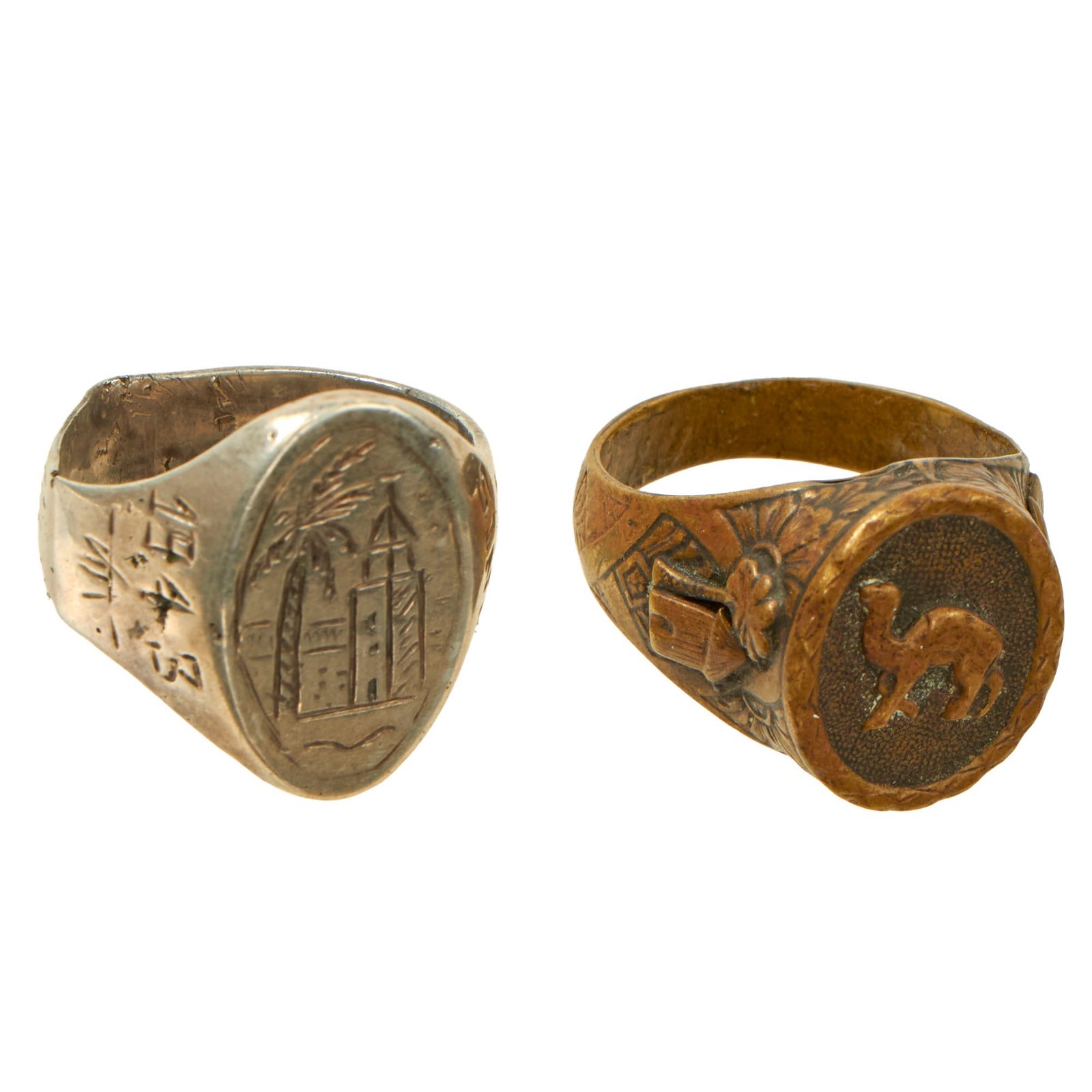 Buy Original U.S. WWII Set of Two North African Campaign Souvenir Rings - One Marked TUNIS 1943 | Original Firearms Antique For Sale