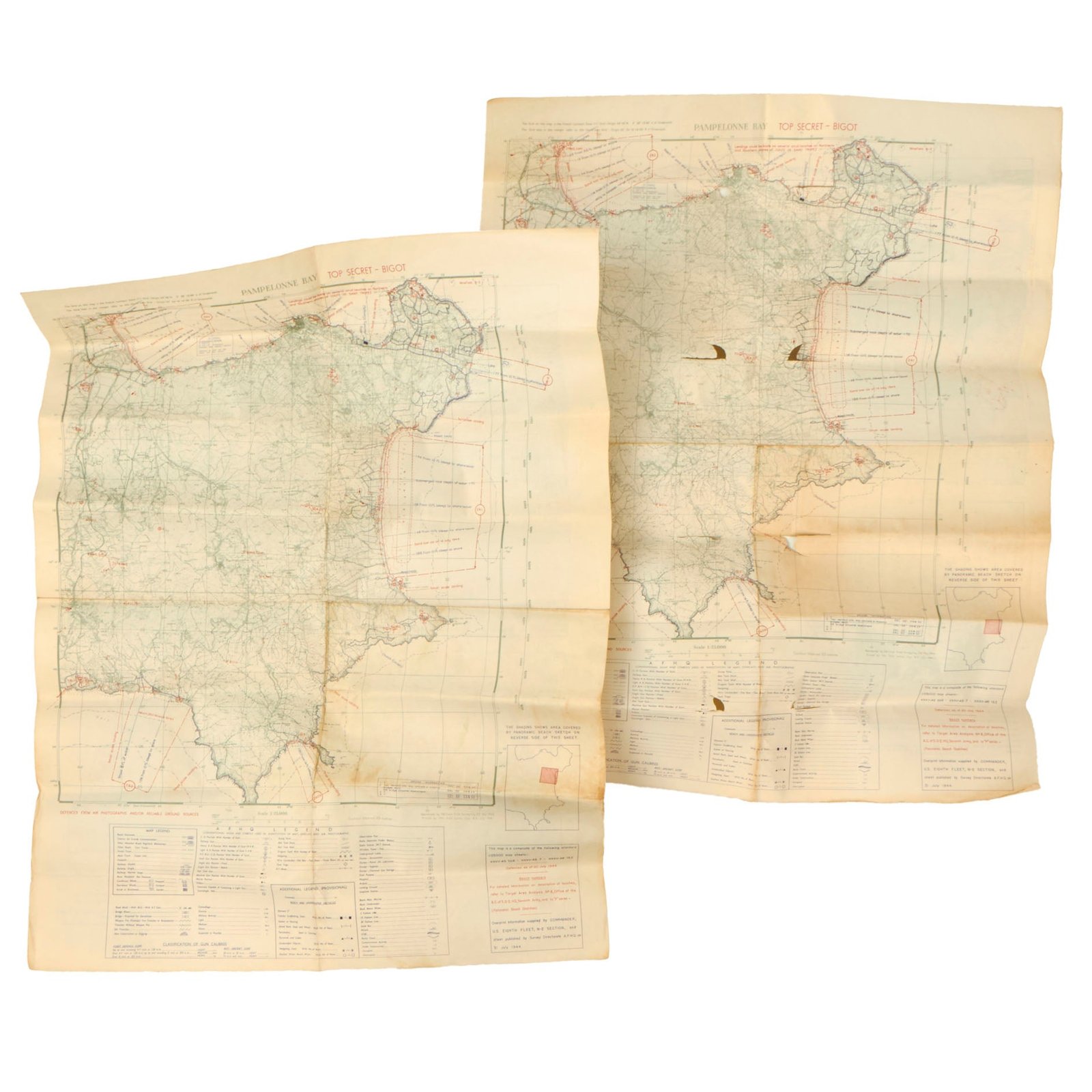 Buy Original Rare Allied WWII Invasion Maps of the Bay of Pampelonne in Southern France for Operation Dragoon - Pampelonne Bay | Original Firearms Antique For Sale
