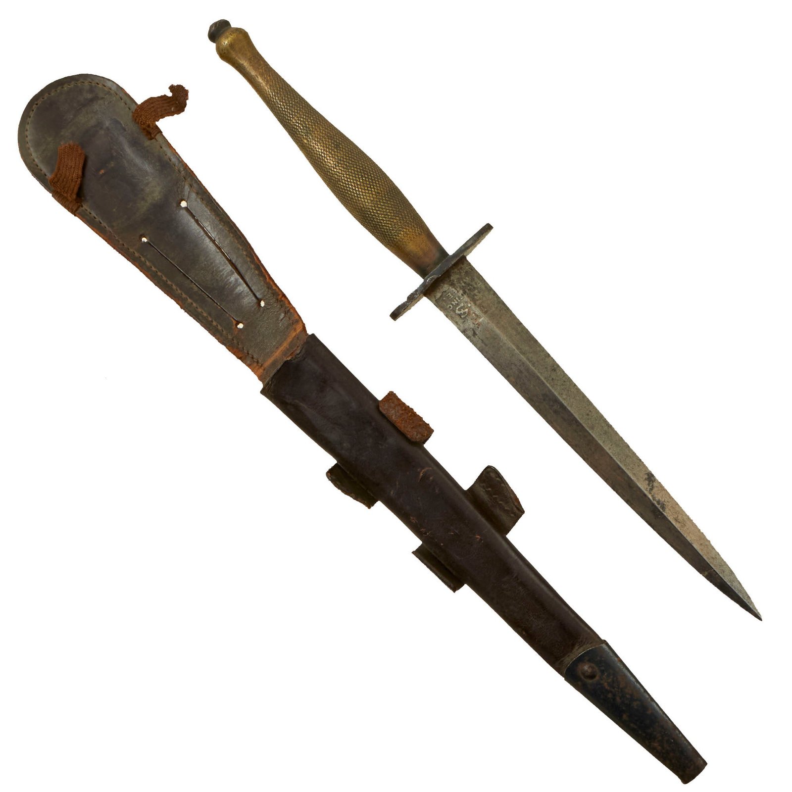 Buy Original British WWII Second Pattern Fairbairn-Sykes Fighting Knife Blade-Marked by Wilkinson with Sheath | Original Firearms Antique For Sale
