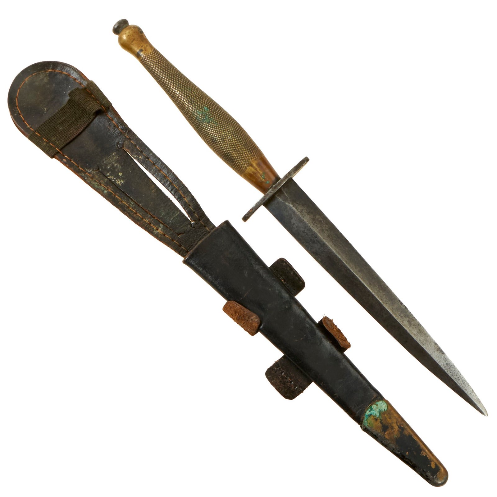 Buy Original British WWII Second Pattern B2 Marked Fairbairn-Sykes Fighting Knife with Original Scabbard | Original Firearms Antique For Sale