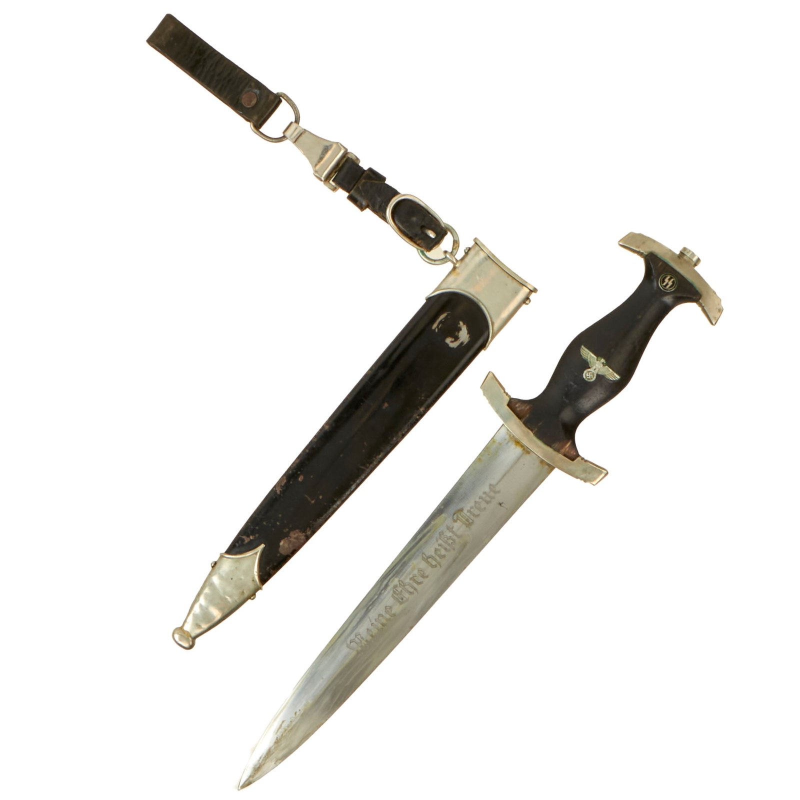 Buy Original German WWII Early 1935 Dated M33 SS Dagger with Scabbard and Belt Loop Hanger - RZM 188/35 SS | Original Firearms Antique For Sale