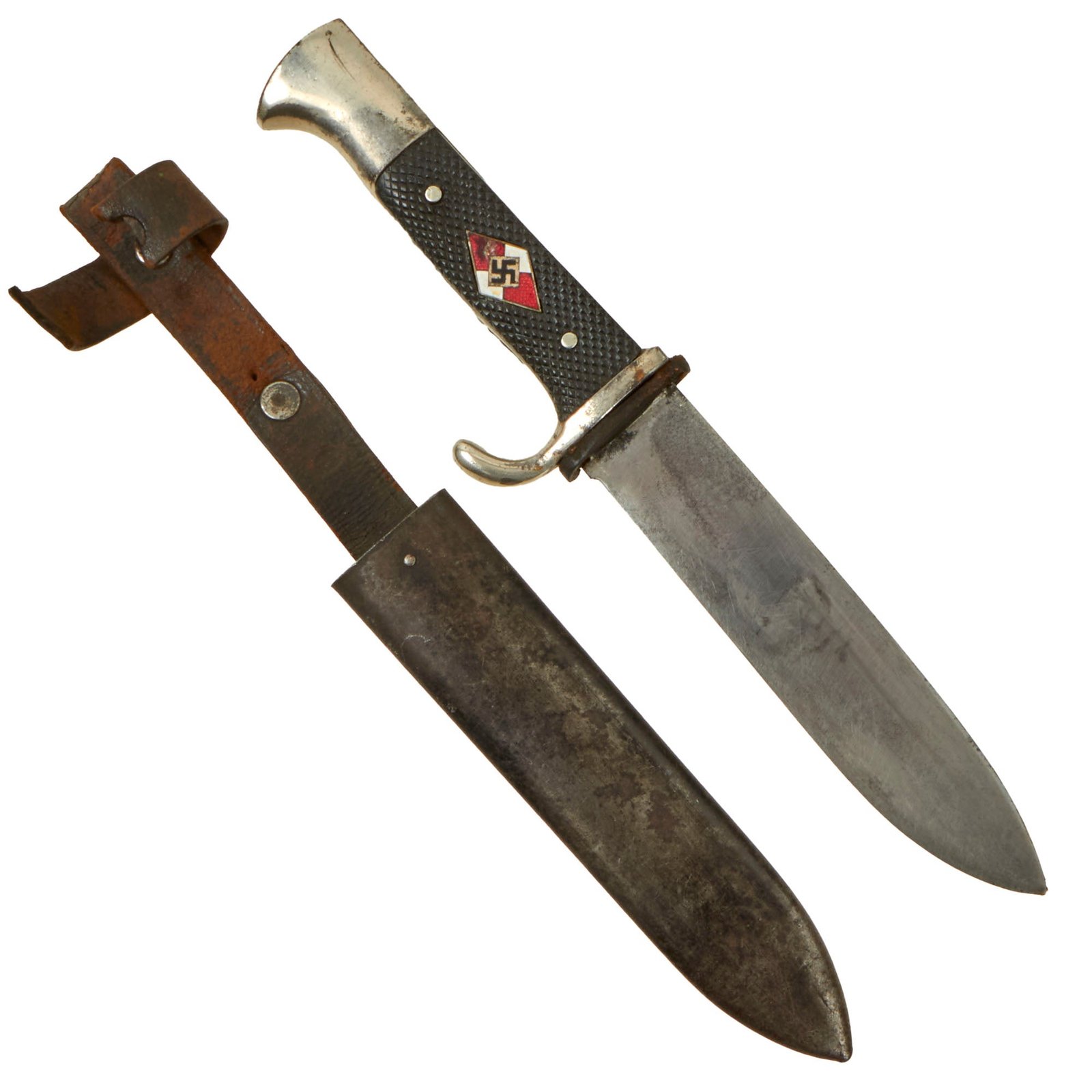Buy Original German WWII Personalized Early Motto-Marked HJ Knife by Rare Maker Hugo Köller of Solingen with Scabbard | Original Firearms Antique For Sale