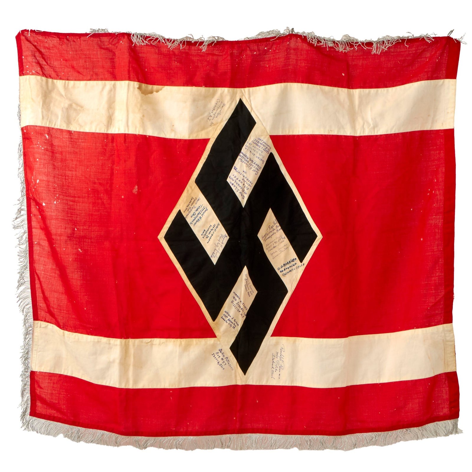 Buy Original German WWII 282nd Engineer Combat Battalion USGI Captured & Signed NPEA Fringed Flag - 45" x 54" | Original Firearms Antique For Sale