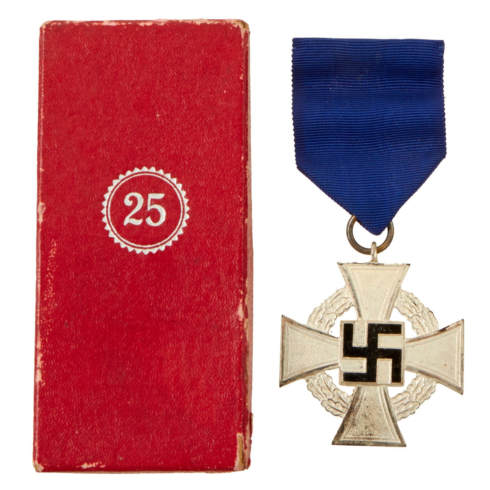 Buy Original German WWII 2nd Class 25 Year Civil Service Faithful Service Medal in Case by Friedrich Keller | Original Firearms Antique For Sale
