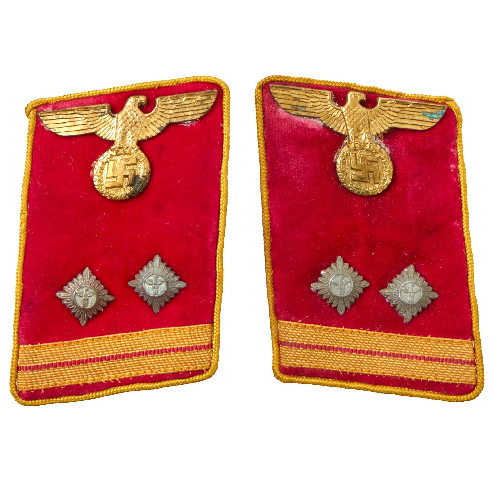 Buy Original German WWII NSDAP National Level Head Readiness Leader Matched Pair of Collar Tabs - Hauptbereitschaftsleiter | Original Firearms Antique For Sale