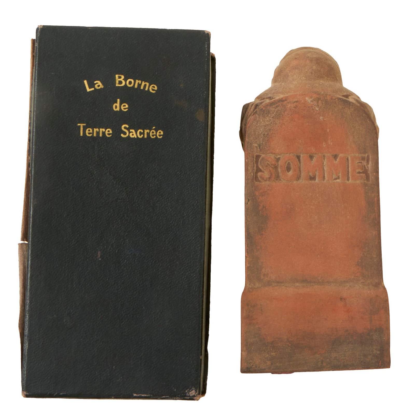 Buy Original French WWI Clay Sacred Earth Marker with Dirt from Somme in Original Box - Made in Paris | Original Firearms Antique For Sale