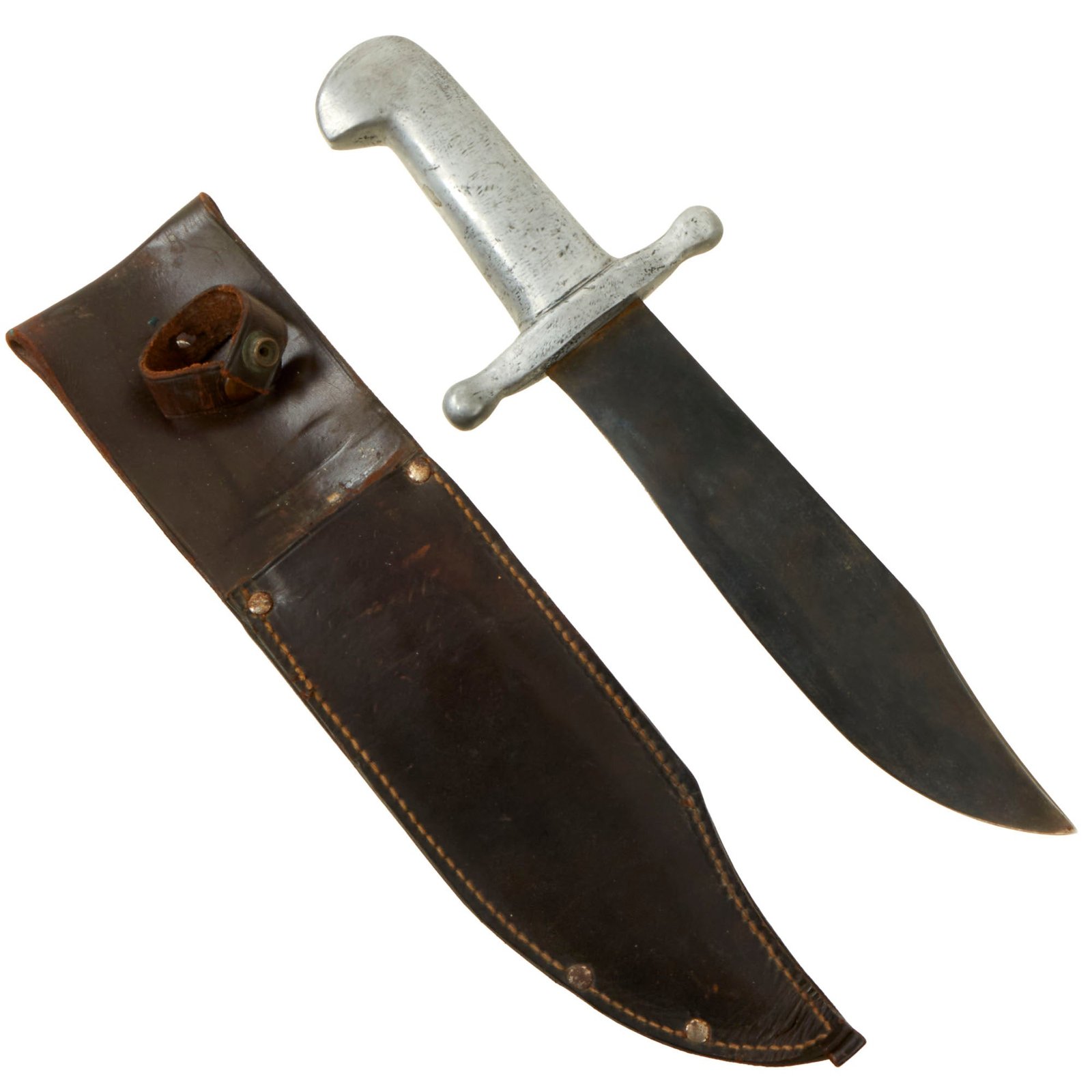 Buy Original Rare U.S. WWII USMC Marine Raider "Gung Ho" Large Aluminum Handled V42 Style Bowie Knife with Scabbard - 1st Battalion, 21st Marines New Zealand Manufactured | Original Firearms Antique For Sale