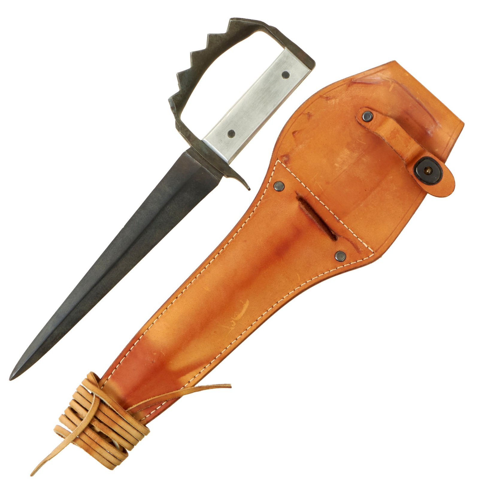 Buy Original U.S. WWII Taylor Huff Type I Knuckle Knife With Correct Leather Sheath - Unissued Condition | Original Firearms Antique For Sale